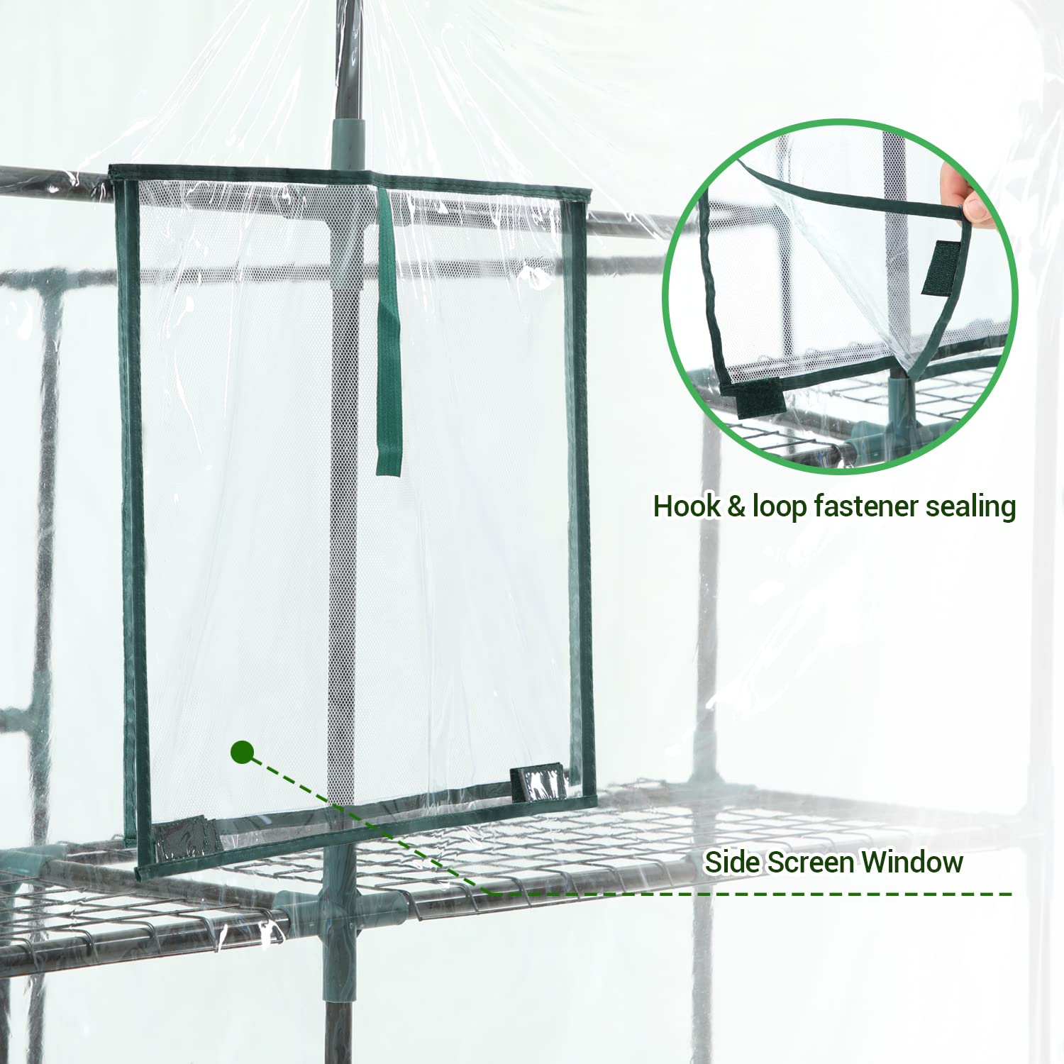 Ohuhu Walk-in Greenhouse – 3 Tiers 12 Shelves Portable PVC Plant House