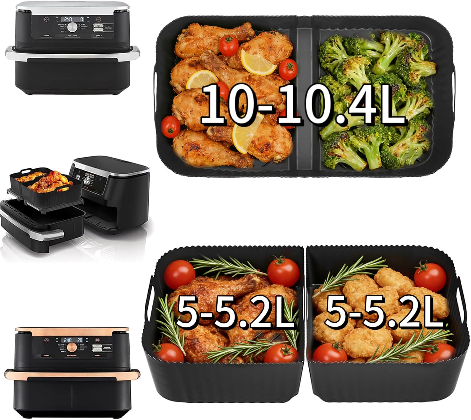 Pietuley Silicone Air Fryer Liners for Ninja FlexDrawer AF500UK