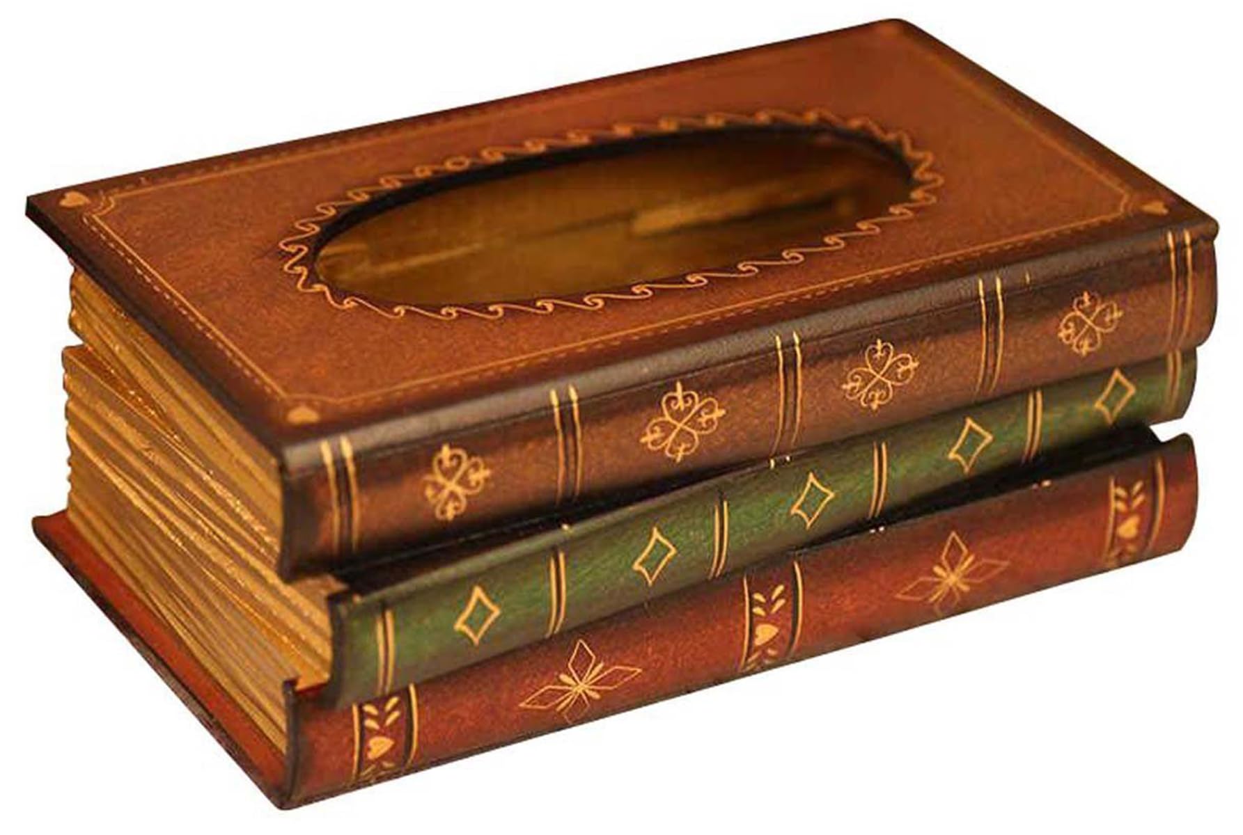 Tebery Antique Book Tissue Box Holder – Wooden Novelty Napkin Dispenser