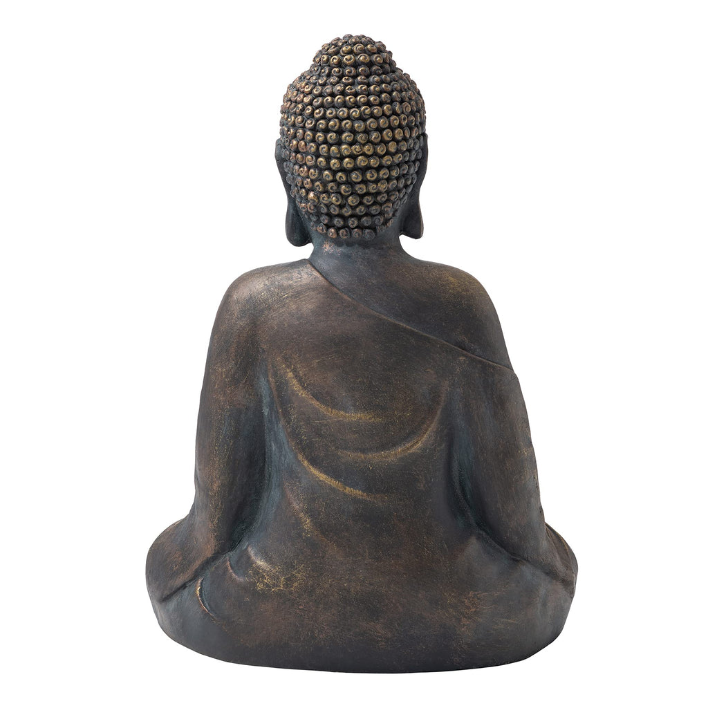 Glitzhome 19" Meditating Buddha Statue | Bronze Finish Garden Decor