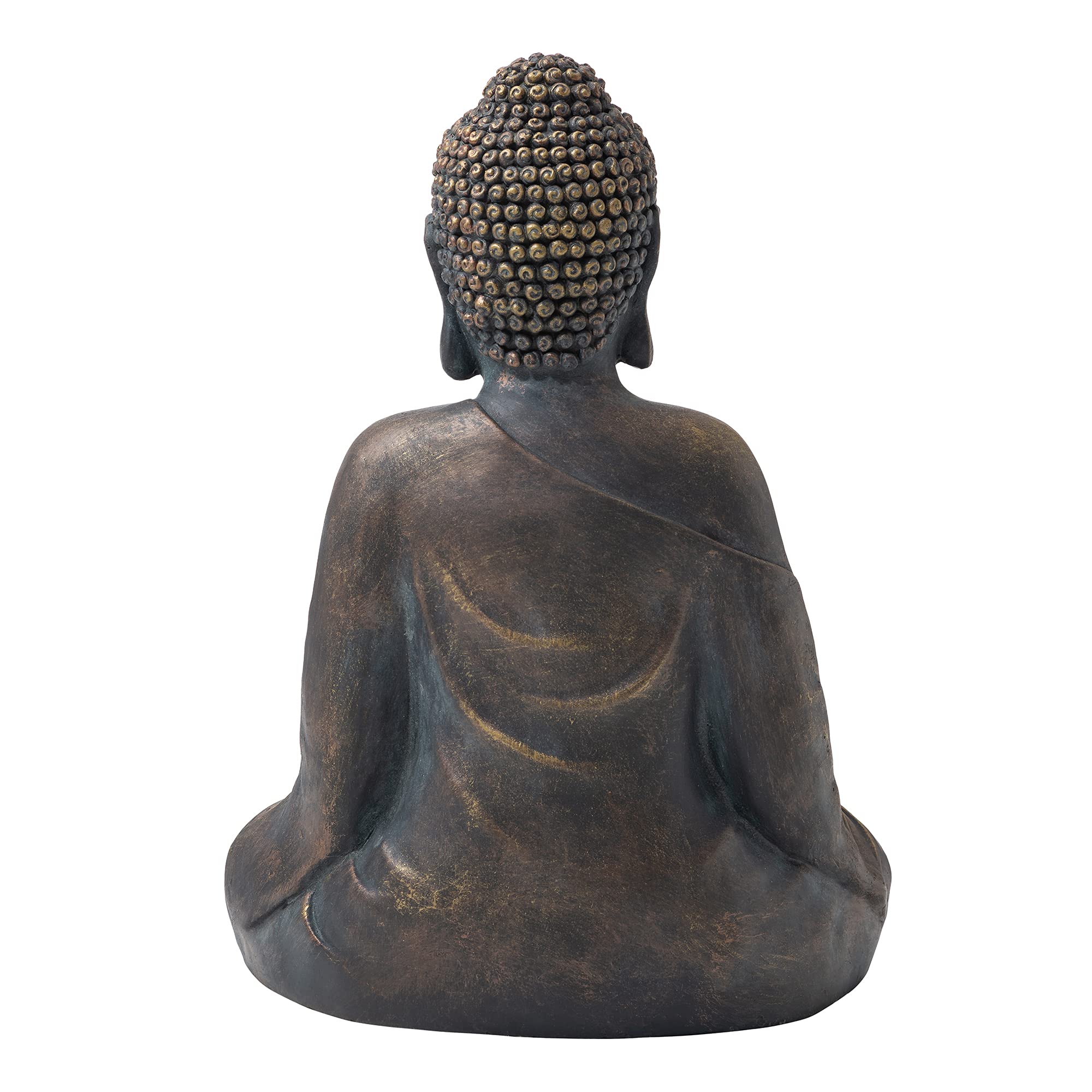 Glitzhome 19" Meditating Buddha Statue | Bronze Finish Garden Decor