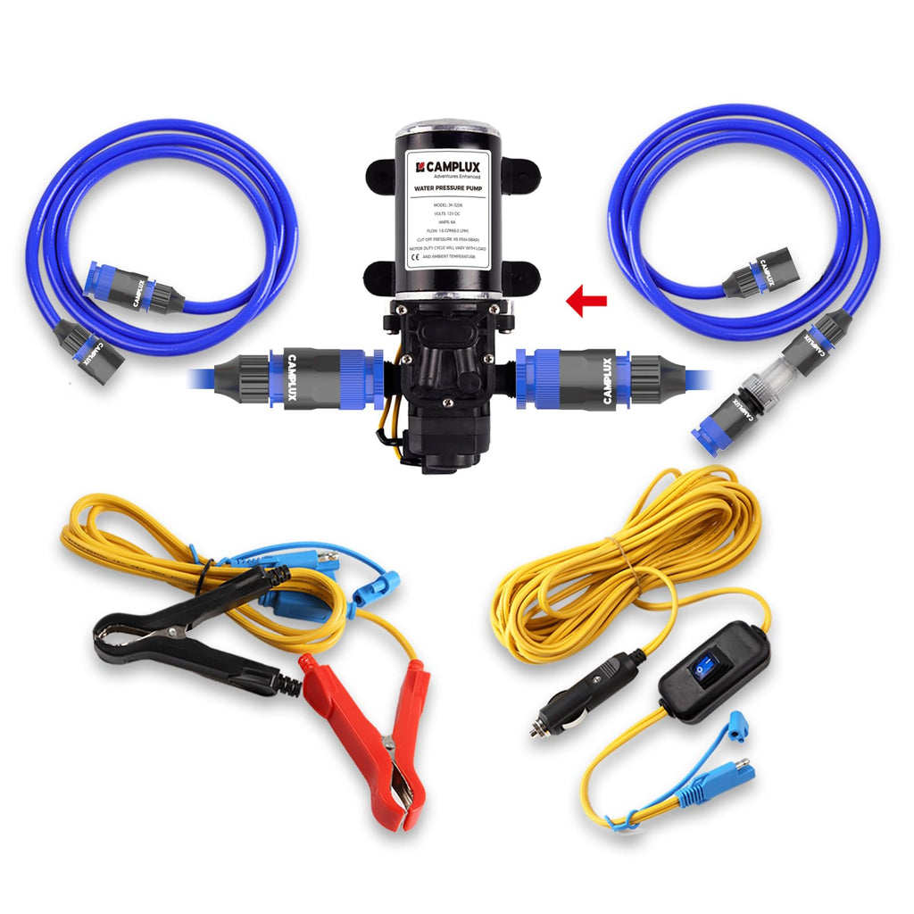 Camplux 12V High Pressure Water Pump | 6L/Min 65 PSI for Caravan & Boat