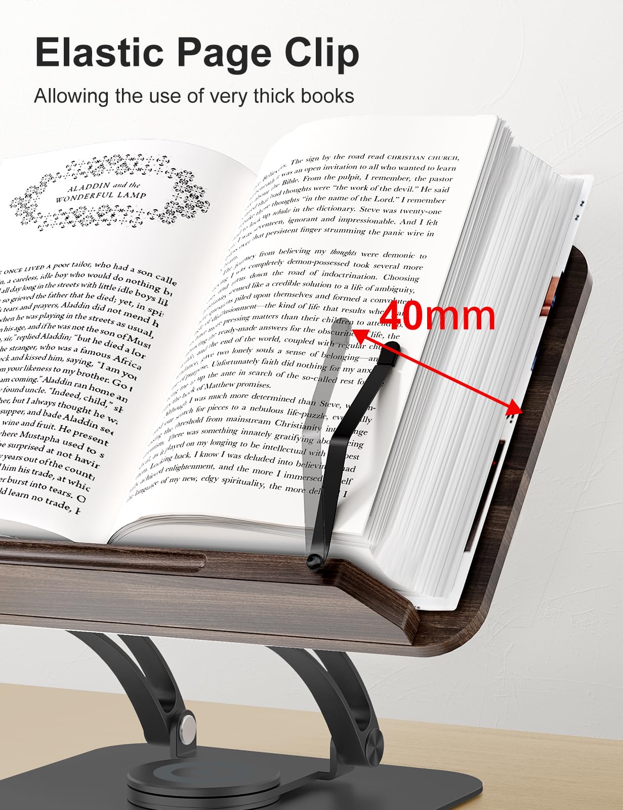 Tounee Adjustable Book Stand – 360 Swivel Foldable Holder for Reading