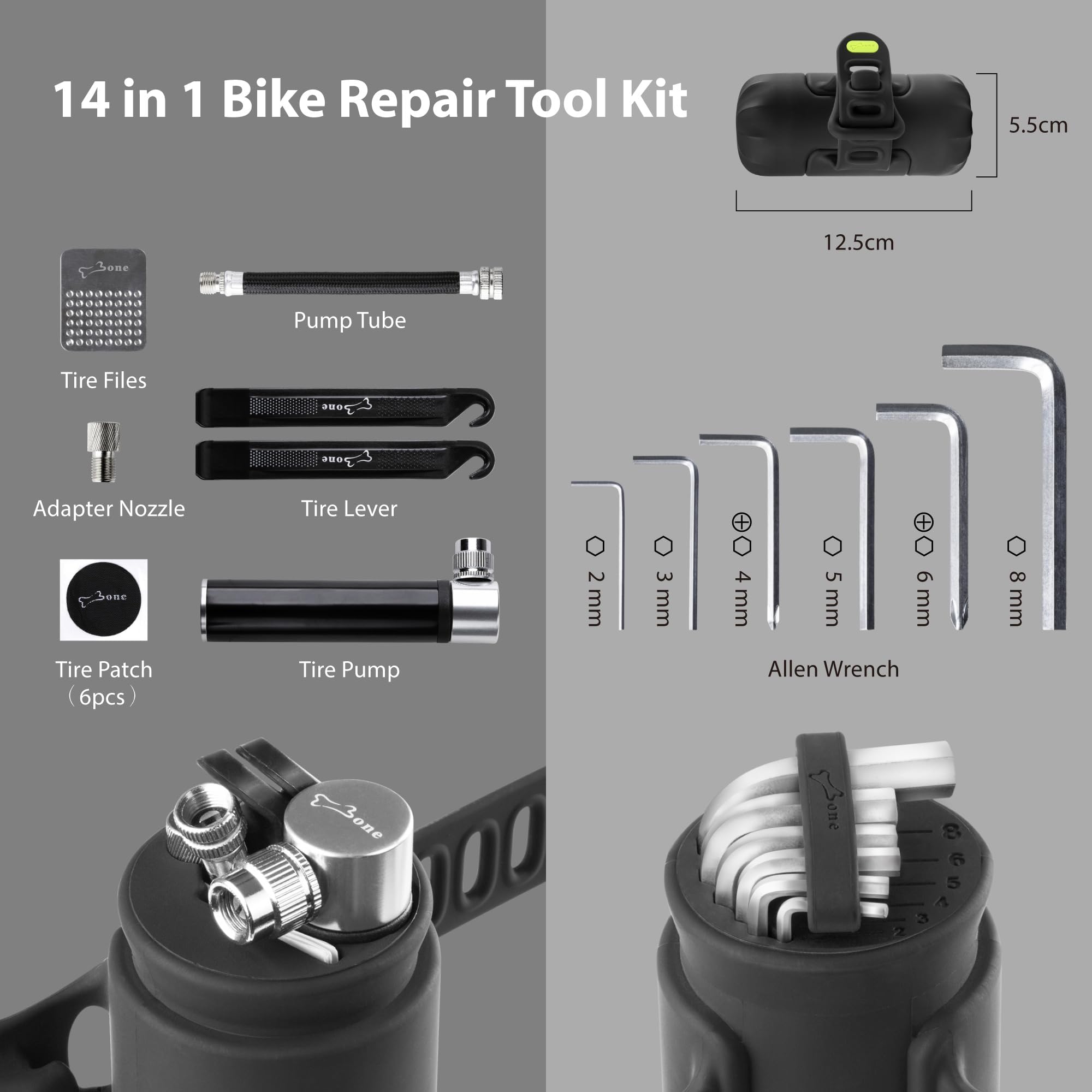 Bone 14-in-1 Portable Bike Repair Capsule – MTB & Road Tool Kit