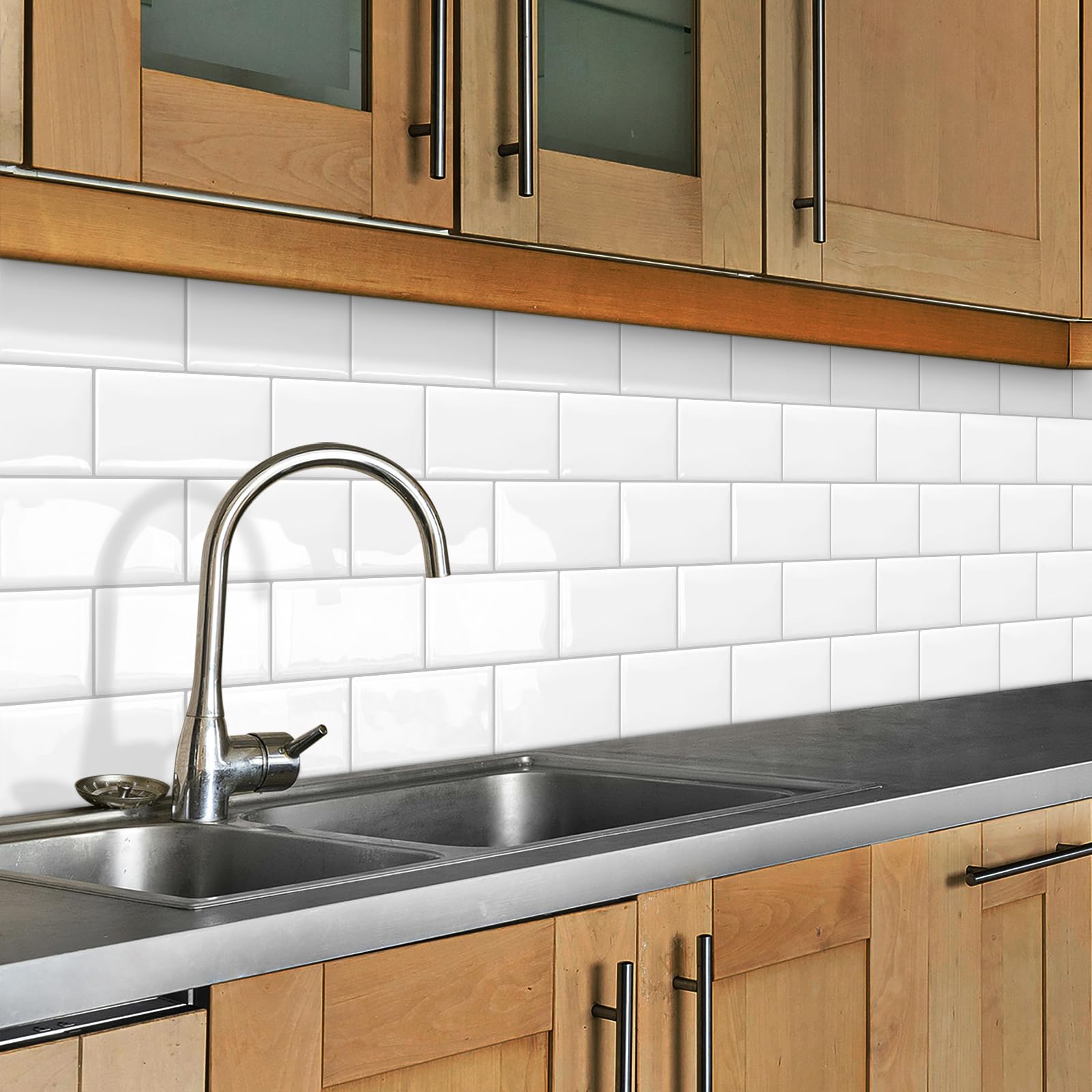 DEWOO White Subway Peel and Stick Wall Tiles – 10-Sheet Adhesive Backsplash