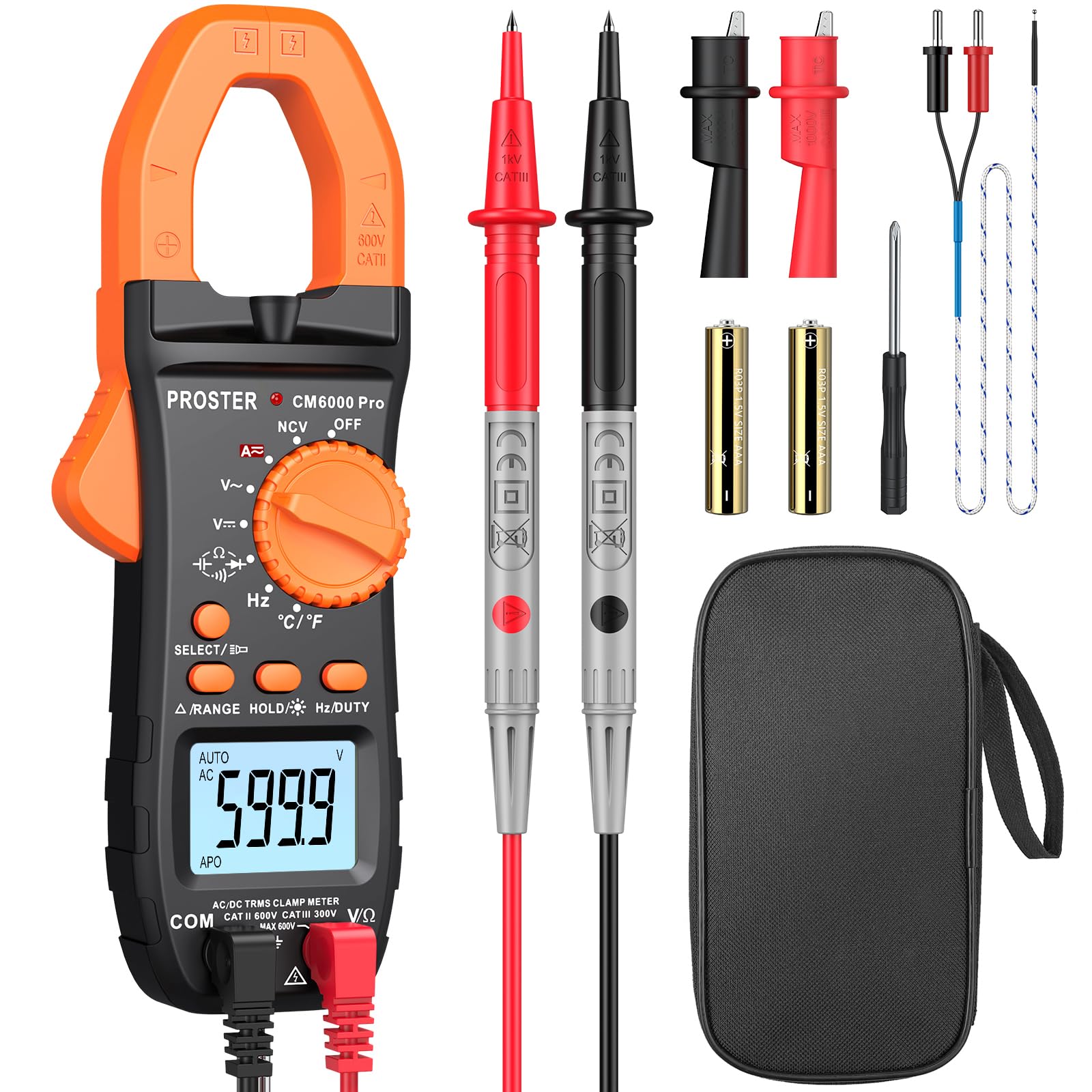 Proster Digital Clamp Meter | 6000 Counts TRMS 800A AC/DC Current