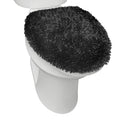 Spa Step Plush Chenille Toilet Lid Cover - Black, 18.5x19.6