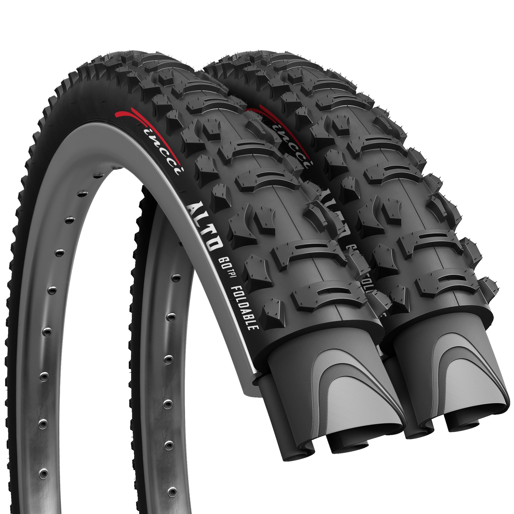 Fincci Pair 26 x 1.95 MTB Bike Tyres | Foldable 60 TPI Nylon Tires