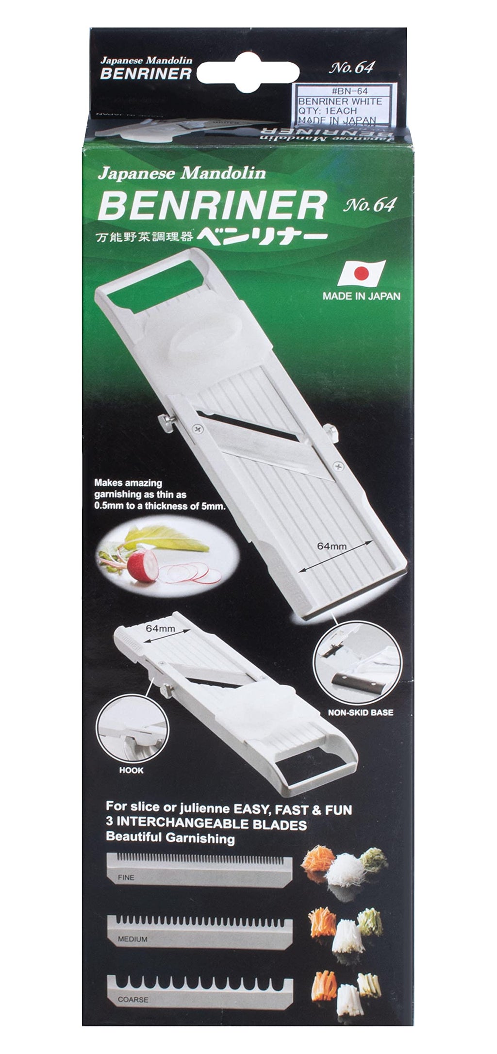 Benriner Mandoline Vegetable Slicer – Japanese Steel with 3 Blades
