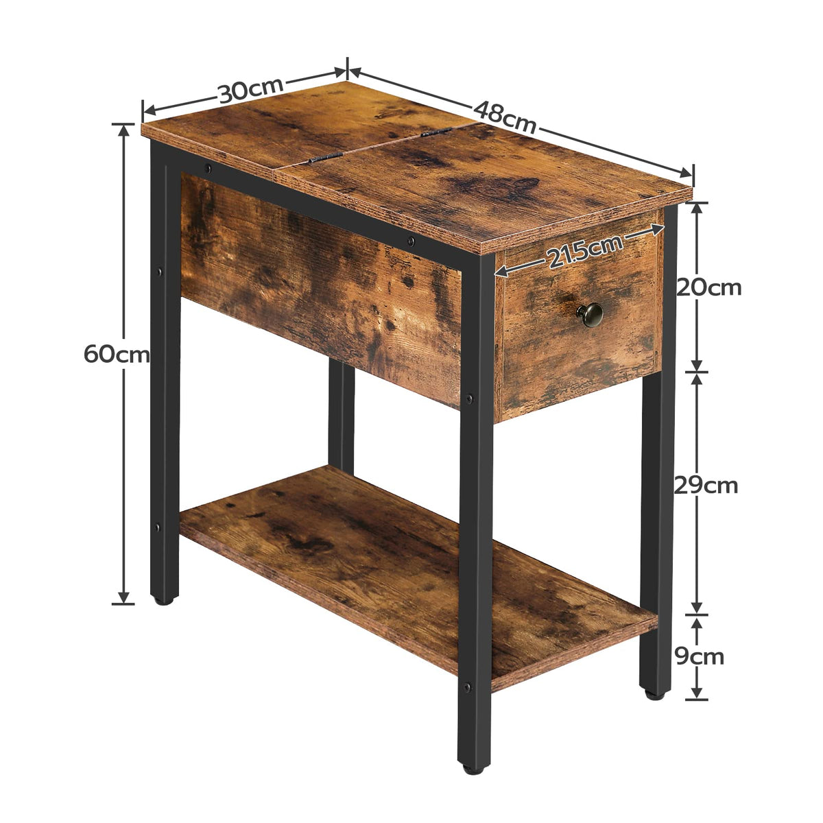 HOOBRO Narrow Side Table, Slim Bedside Table for Small Spaces, Flip Top End Table, Couch Arm Chair Side Table with Storage Shelf - image 2