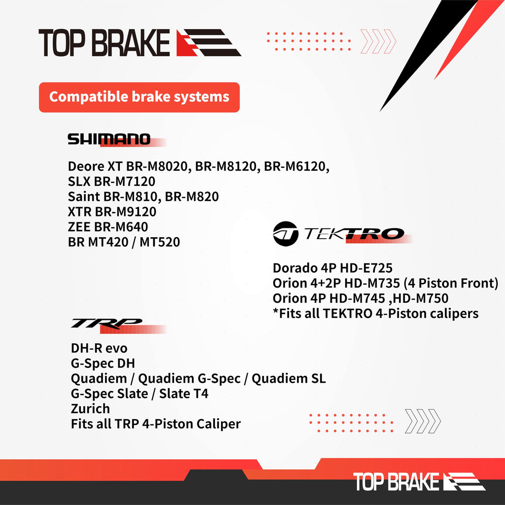 TOP BRAKE 2 Pairs Disc Brake Pads for Shimano 4-Piston Saint Zee XT