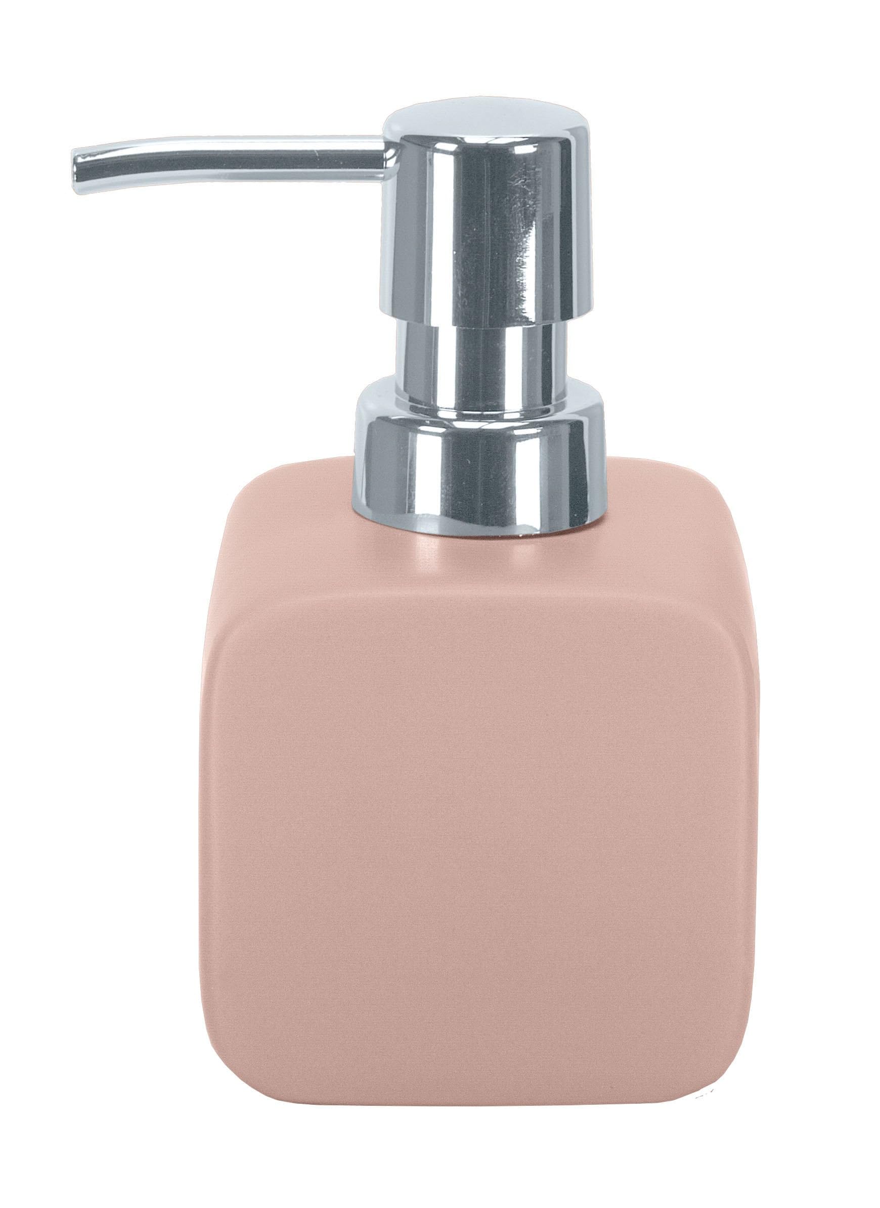 Kleine Wolke Cubic Soap Dispenser – Pastel Rose Stoneware Bathroom Decor
