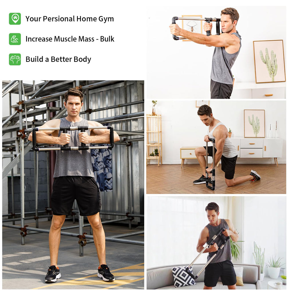 GoFitness Push Down Bar - Portable Spring Chest Expander & Arm Exerciser