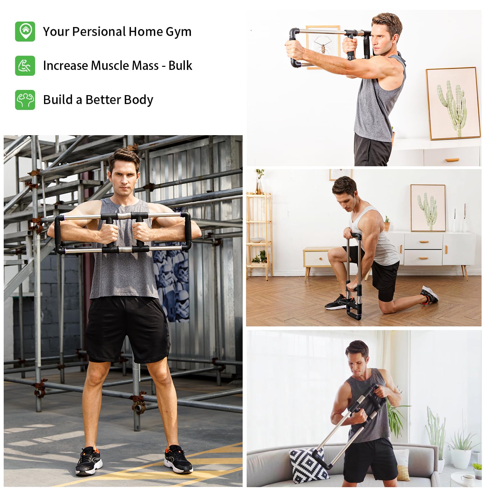 GoFitness Push Down Bar - Portable Spring Chest Expander & Arm Exerciser