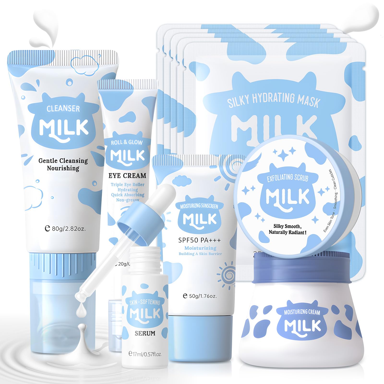 Milk Skin Care Set for Teens - 11-in-1 Facial Kit for Girls