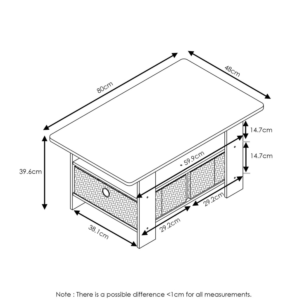 Furinno Andrey Coffee Table with Storage Bin Drawer - Espresso/Brown