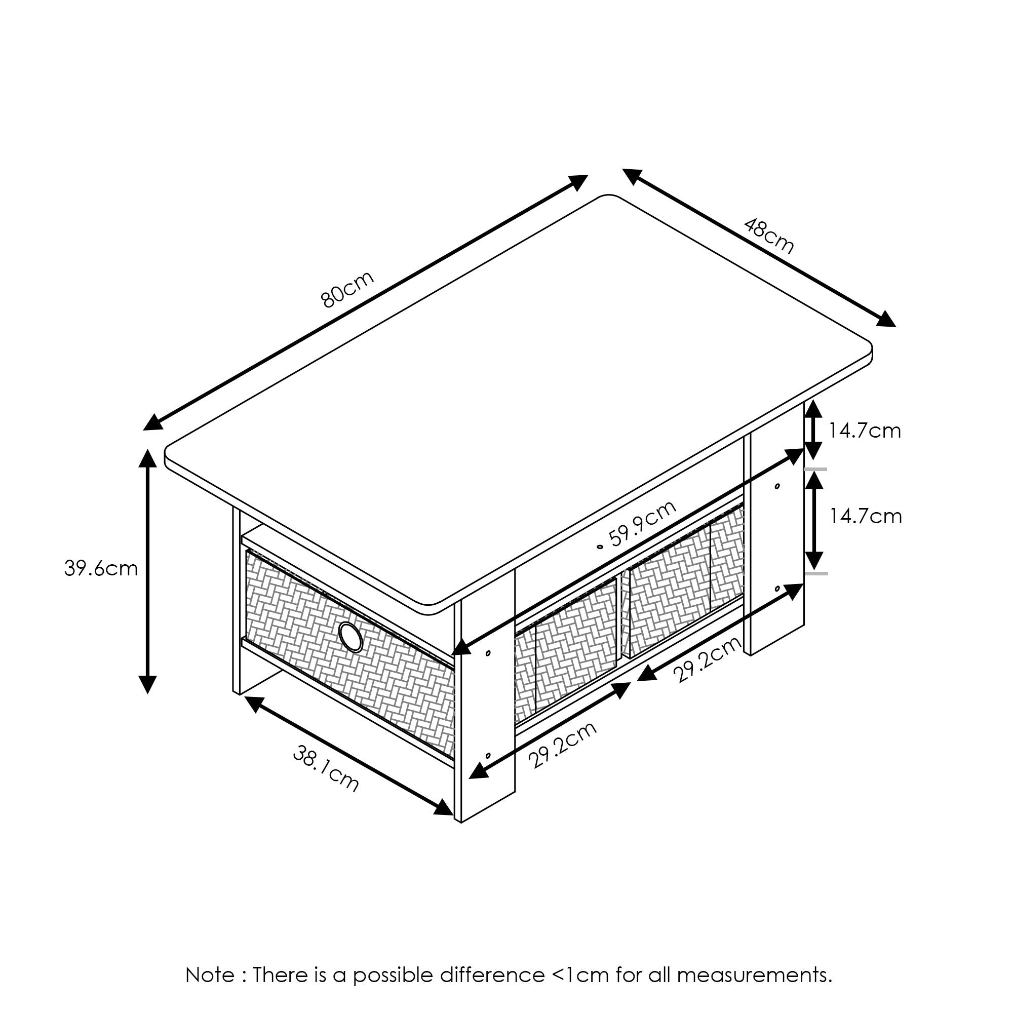 Furinno Andrey Coffee Table with Storage Bin Drawer - Espresso/Brown