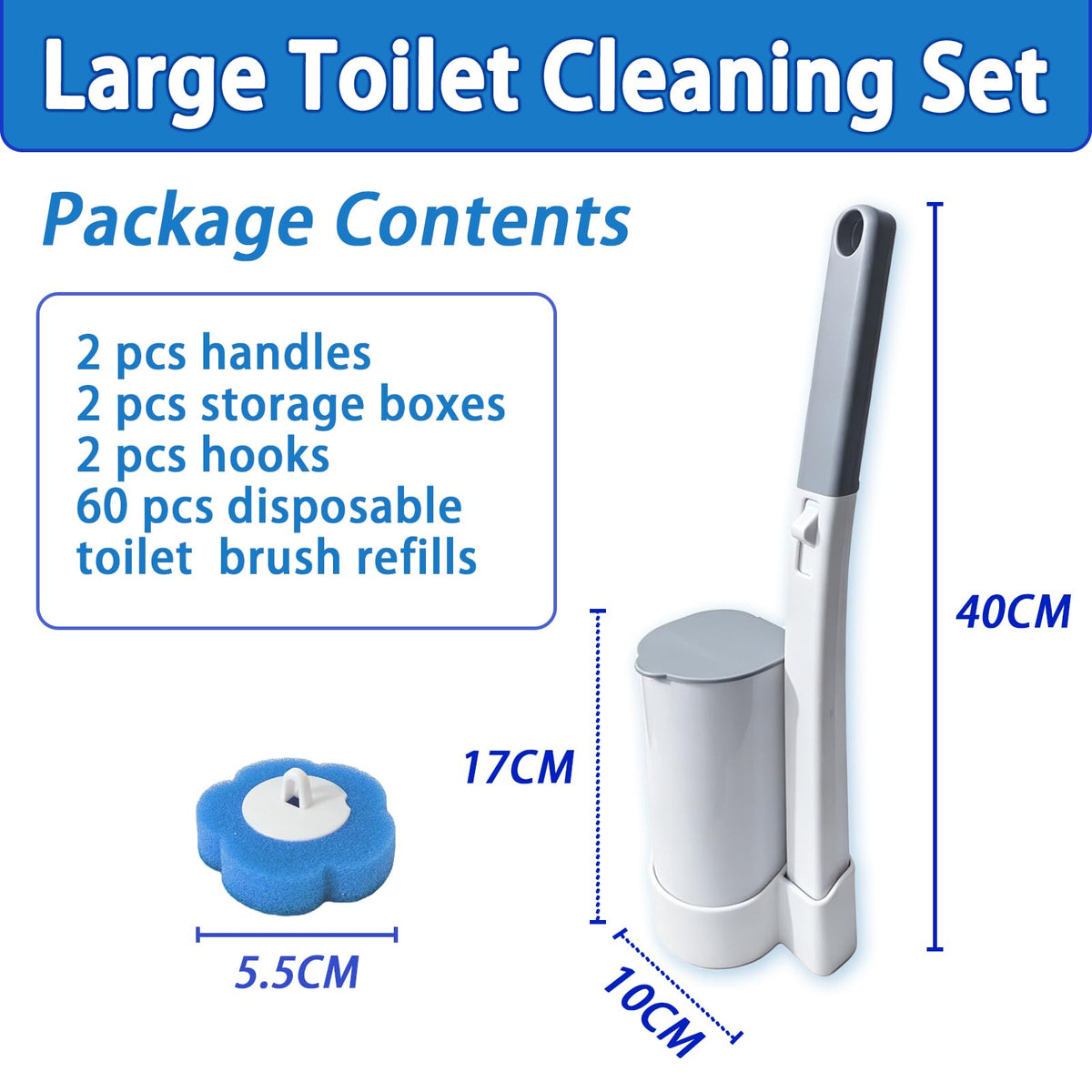 Disposable Toilet Brush Set, 2 Pack Toilet Brushes and Holders with 60 Cleaner Refills - image 3