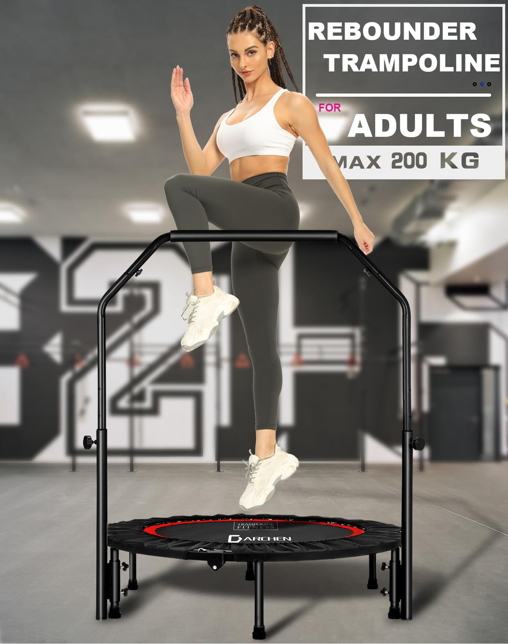 DARCHEN Mini Trampoline Rebounder - 200KG Foldable Indoor Fitness Trainer
