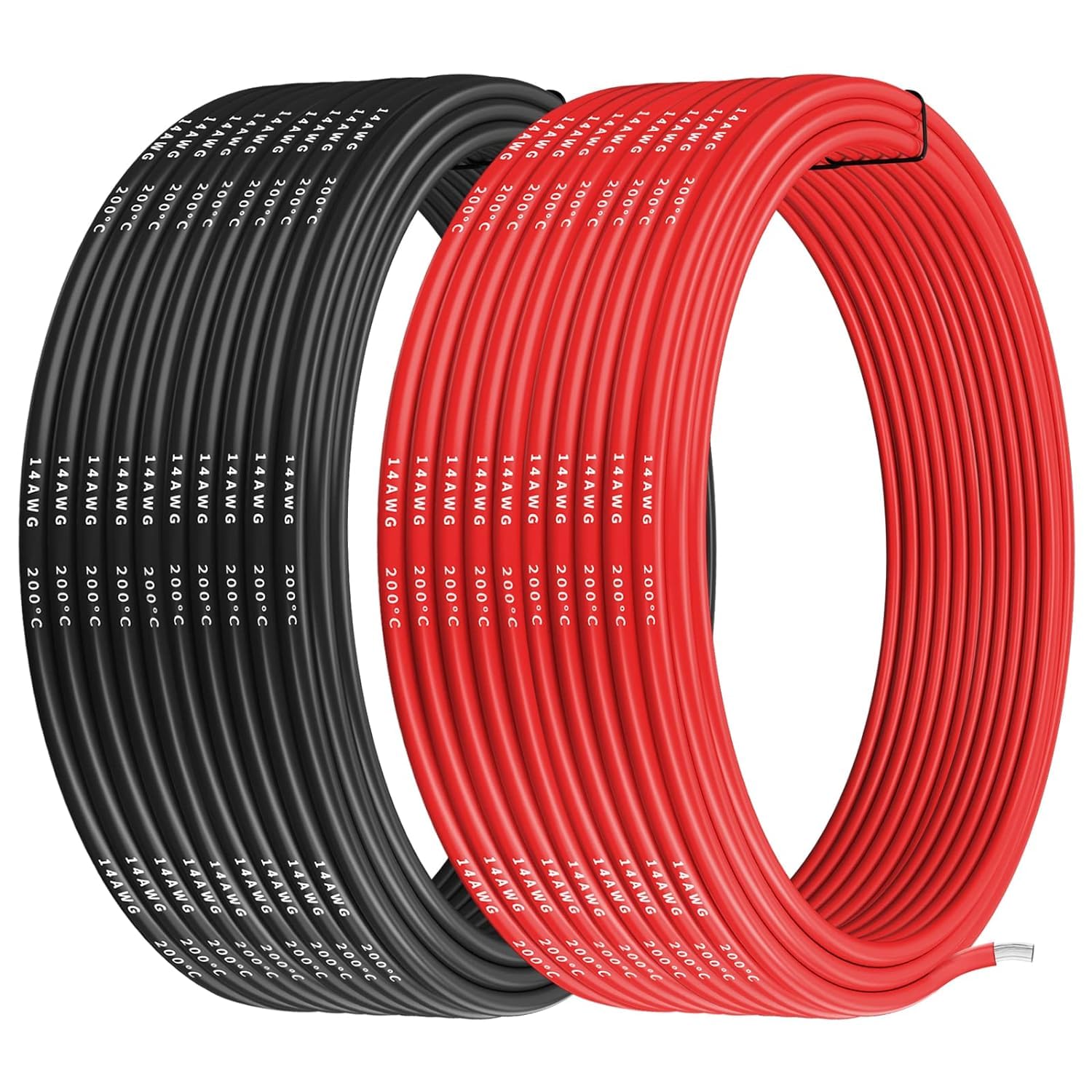 Gruiqrd 14 Gauge Silicone Wire | 14AWG Tinned Copper Cable, Red & Black