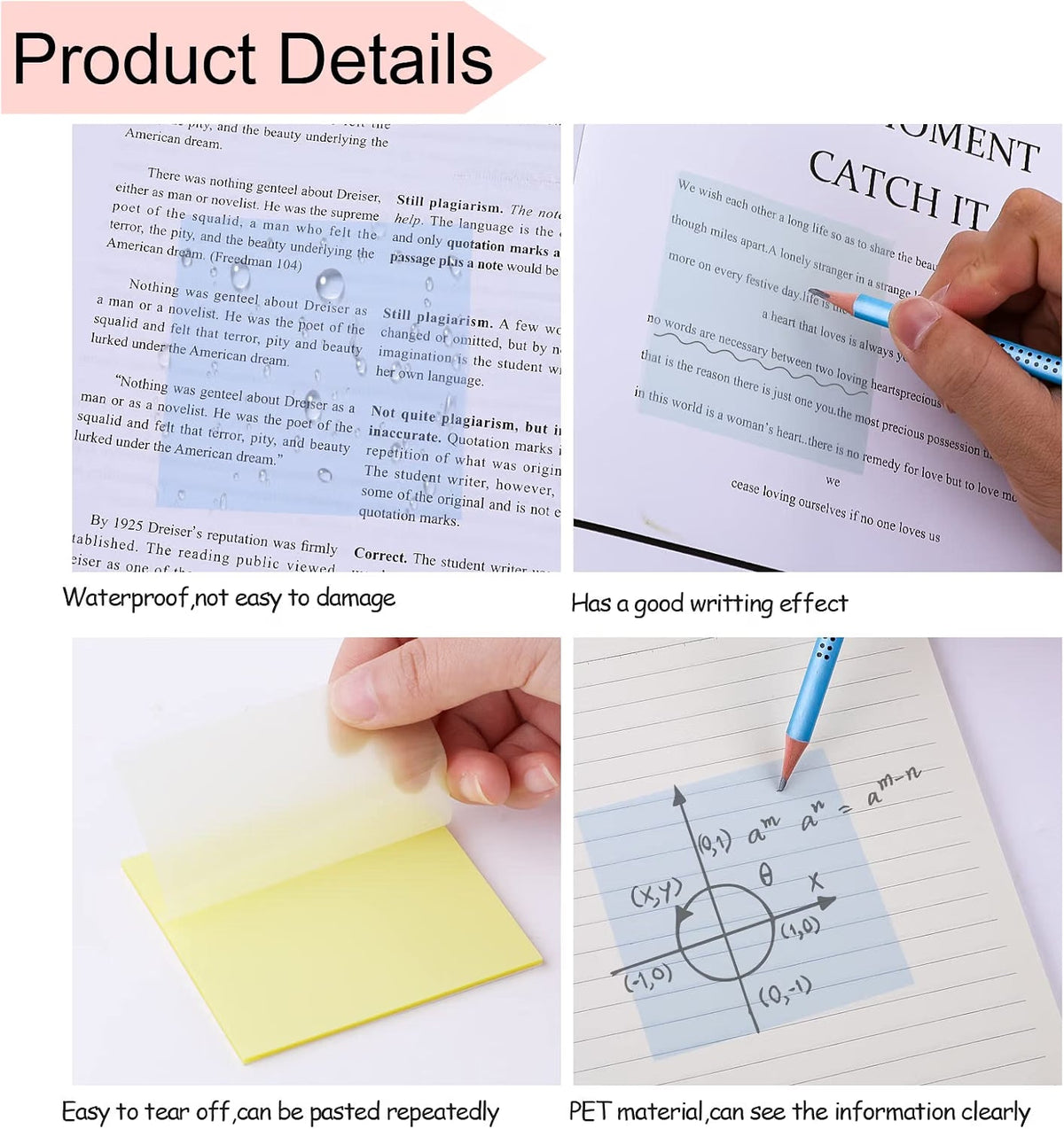 Massive Discounts Transparent Sticky Notes | 2100 Sheets Waterproof