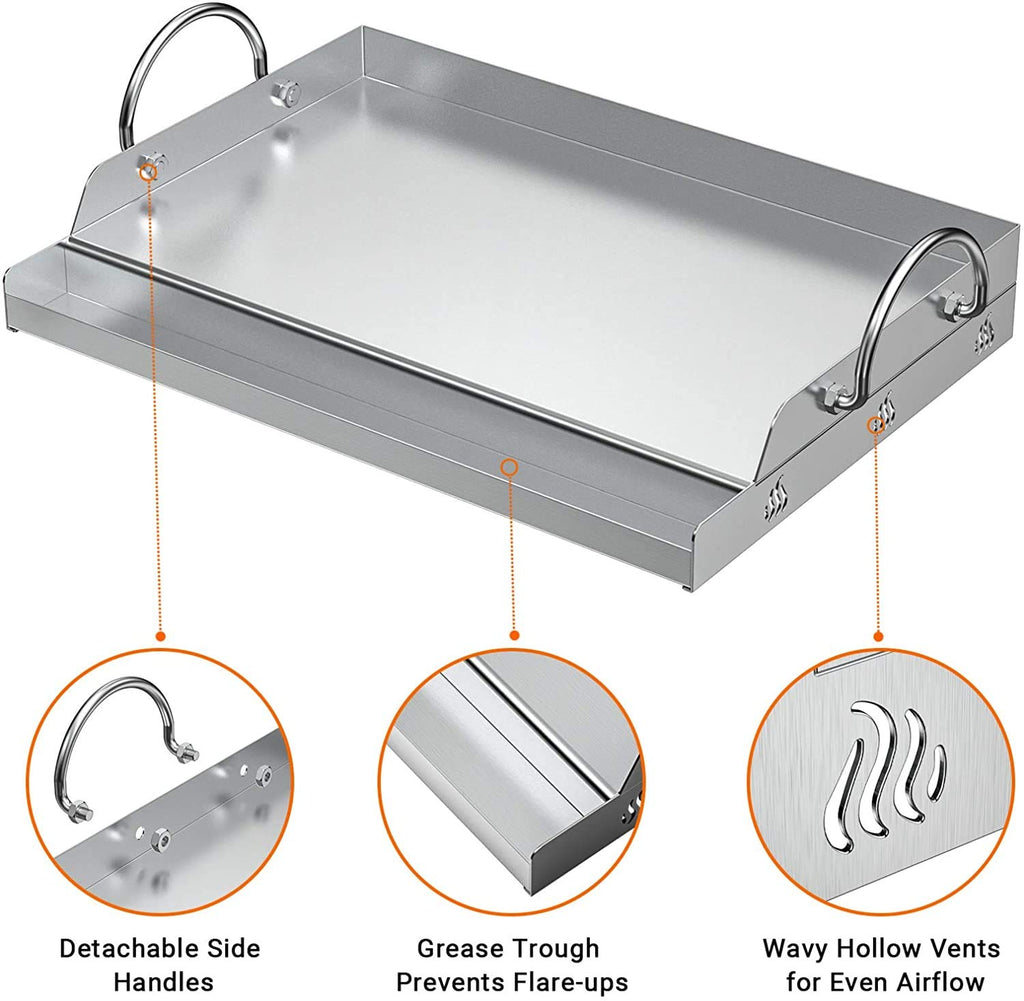 Onlyfire Stainless Steel Rectangle BBQ Griddle Plancha for Gas Grills
