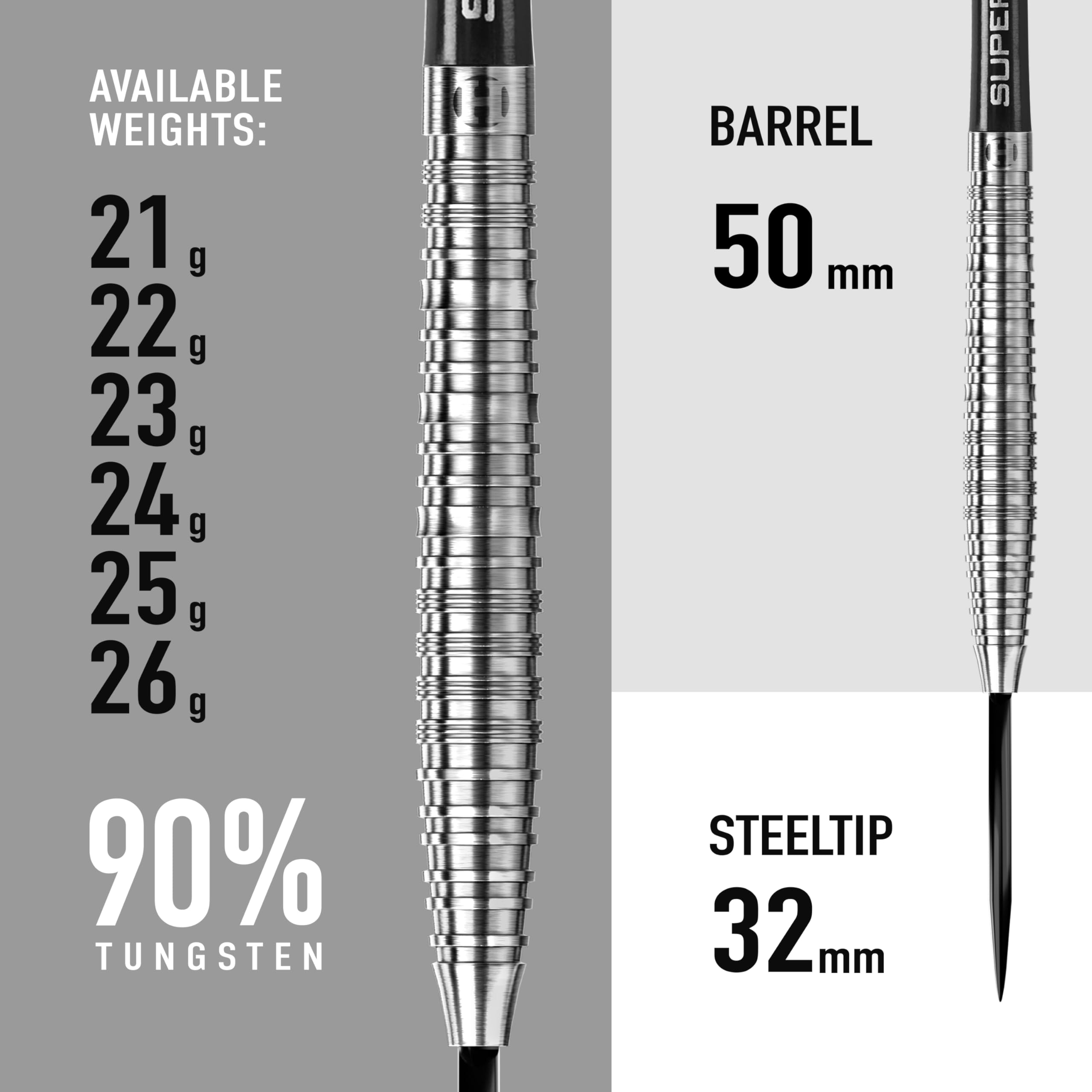 Harrows NX90 90% Tungsten Steel Tip Darts Set | Professional 25g Darts
