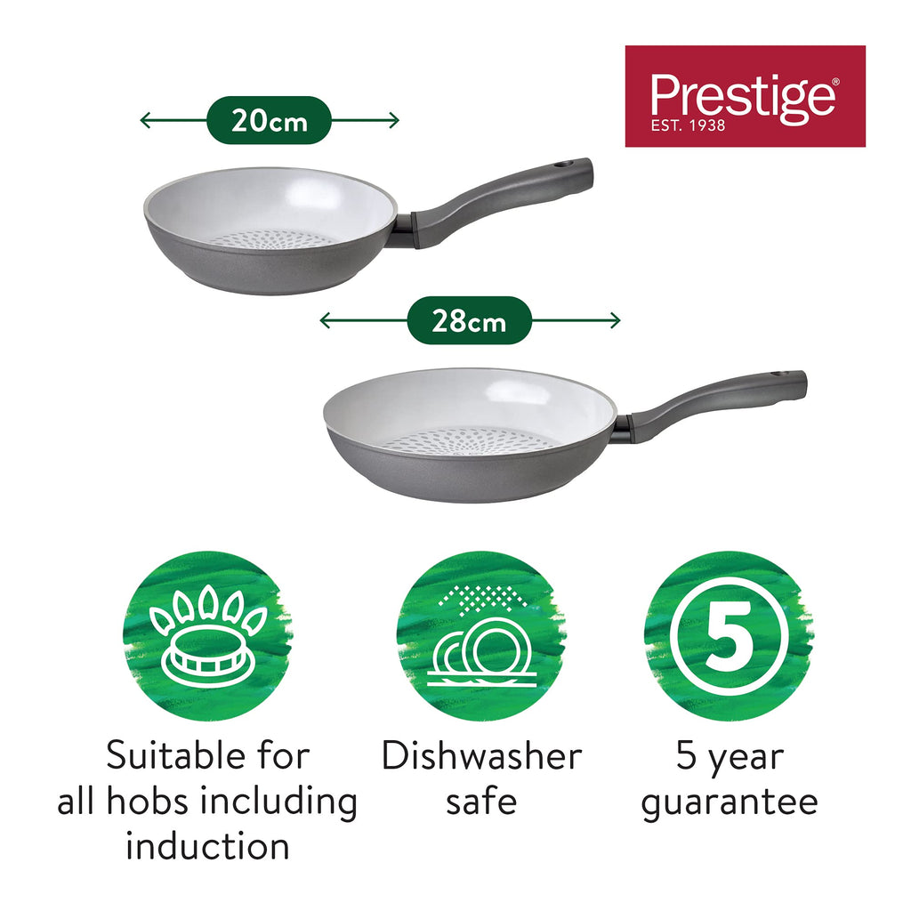 Prestige Earth Pan Ceramic Non-Stick Frying Pan Set - 20cm & 28cm Grey