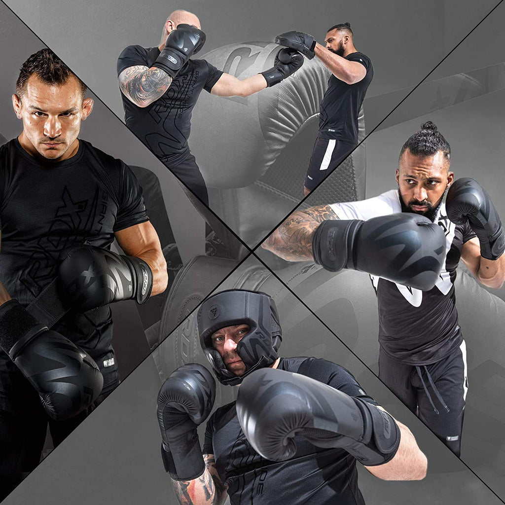 RDX Noir Series Boxing Gloves – Maya Hide Leather Sparring & MMA