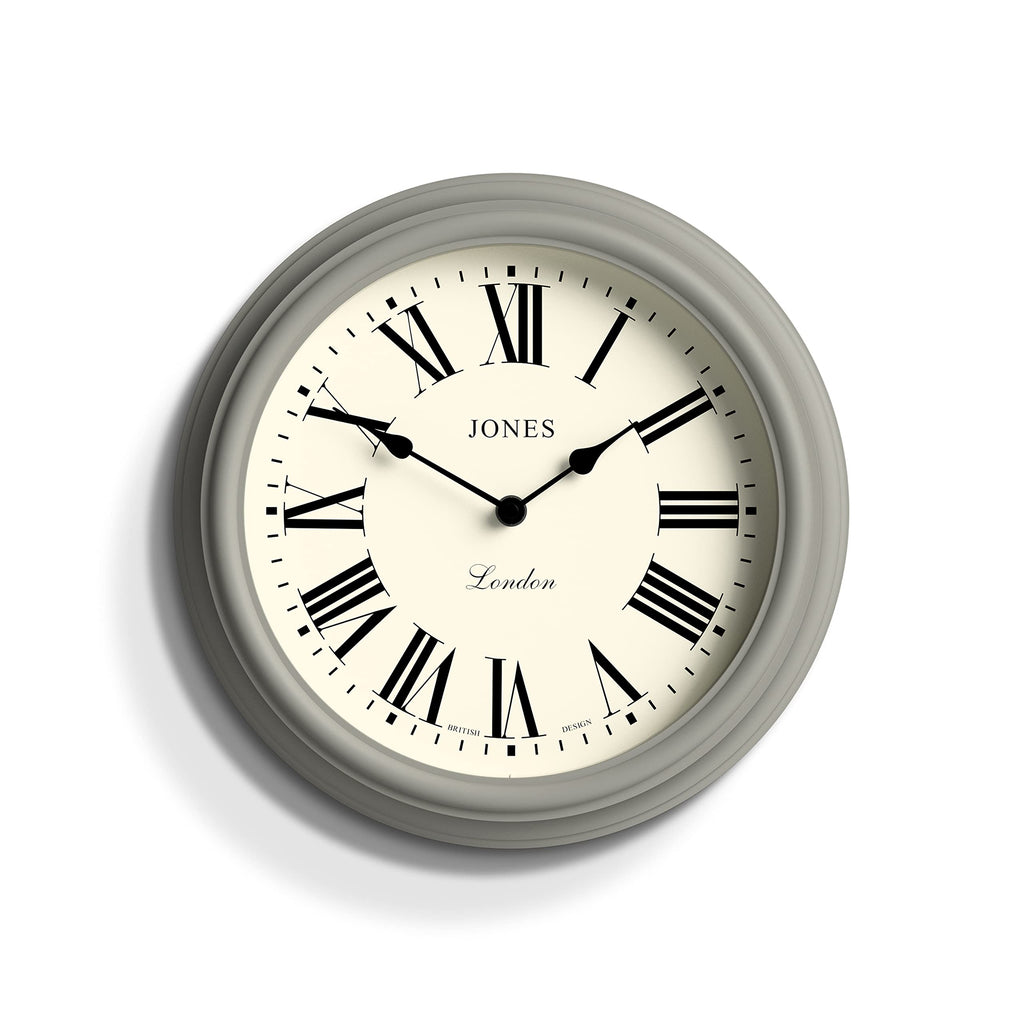 Jones Clocks Venetian Wall Clock | 30cm Grey Round Roman Numeral Clock