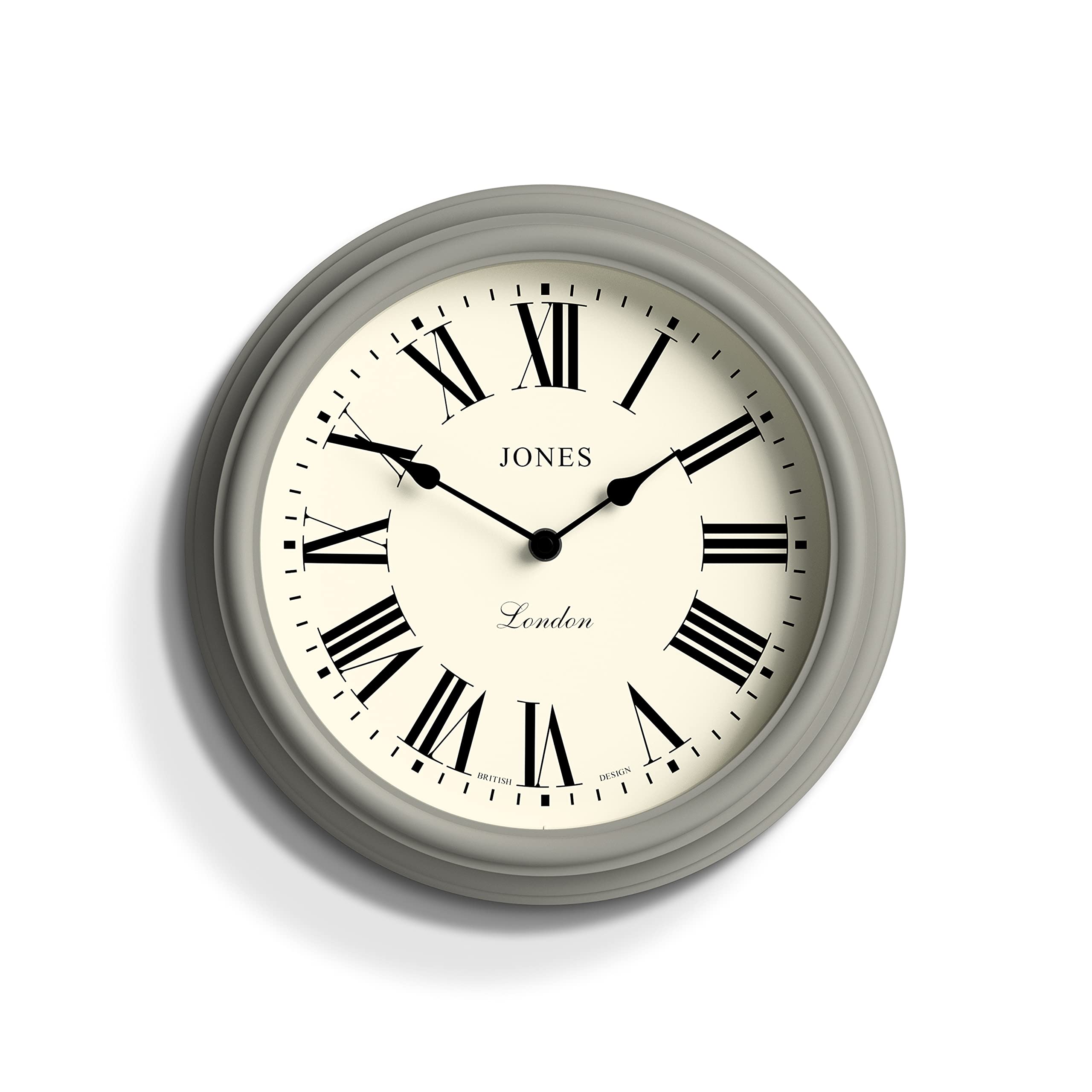 Jones Clocks Venetian Wall Clock | 30cm Grey Round Roman Numeral Clock