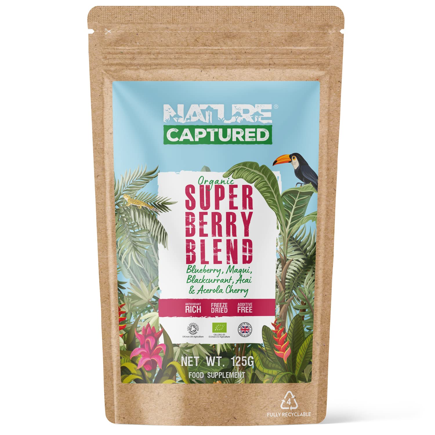 Organic Super Berry Blend – Freeze Dried Antioxidant Powder 125g