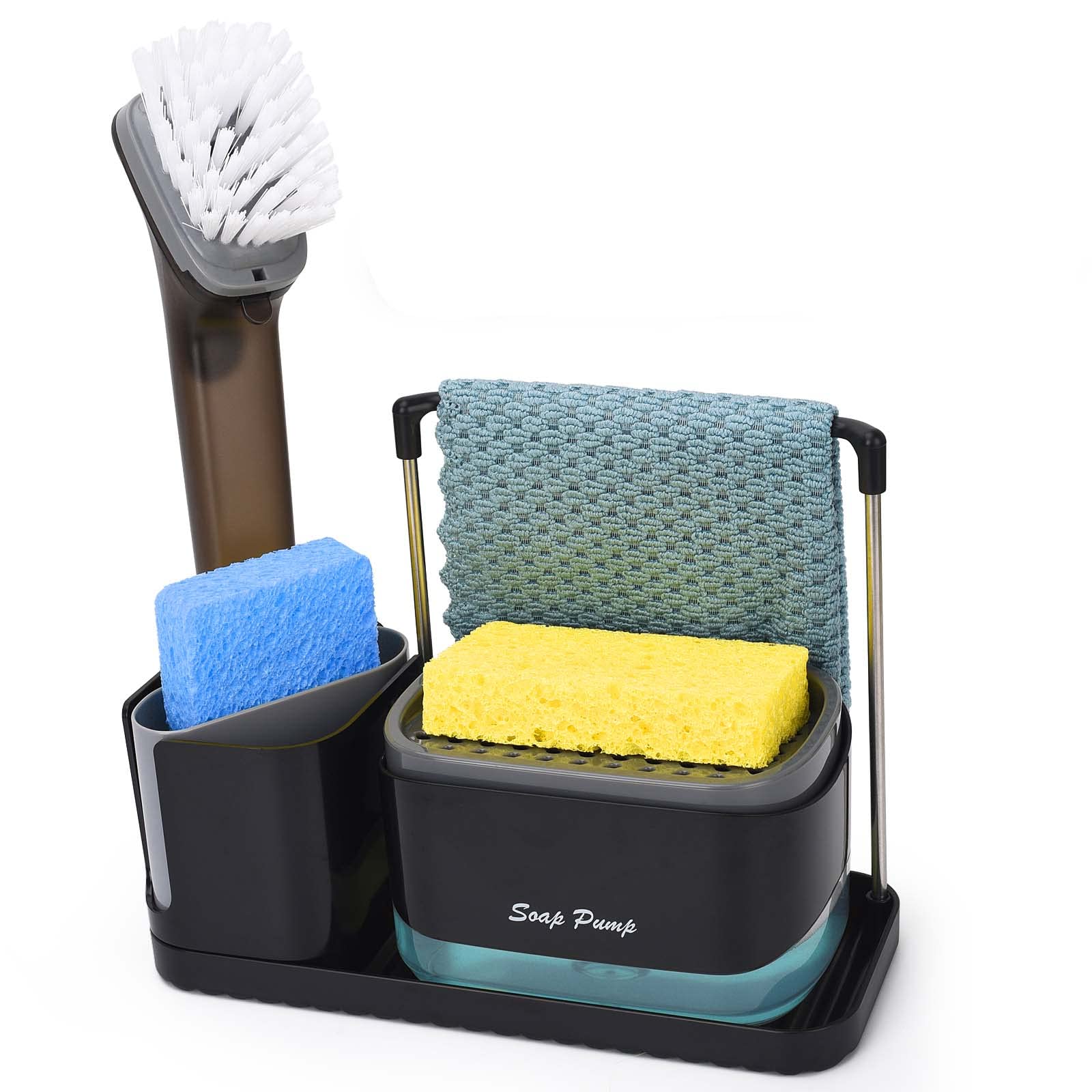 Kitchen Soap Dispenser Set – Sink Caddy with Sponge Holder