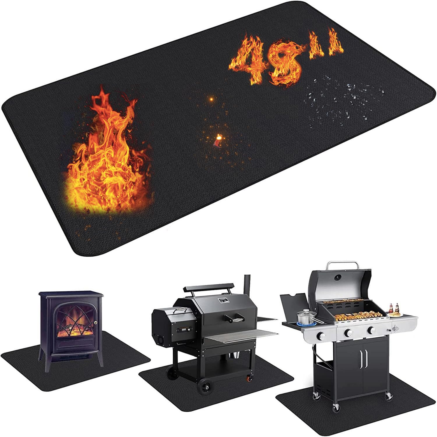 UBeesize Fireproof Grill Mat – 96x122cm Heat Resistant Floor Protector