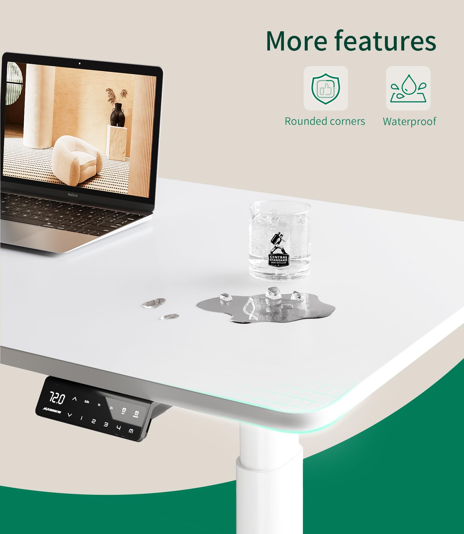 MAIDeSITe Standing Desk Table Top - 120x60x2.5cm Solid Desktop