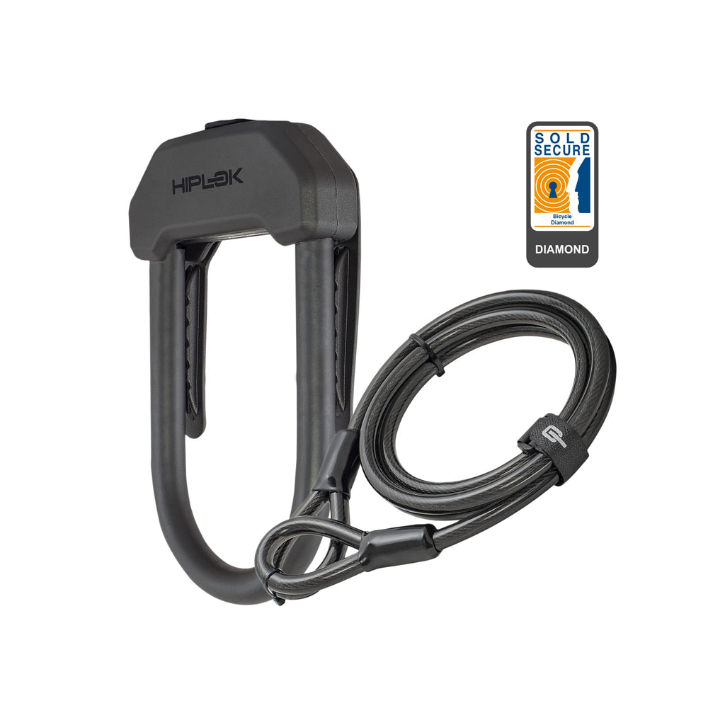 Hiplok DX+ Bike D Lock | Sold Secure Diamond Steel U-Lock & 2m Cable