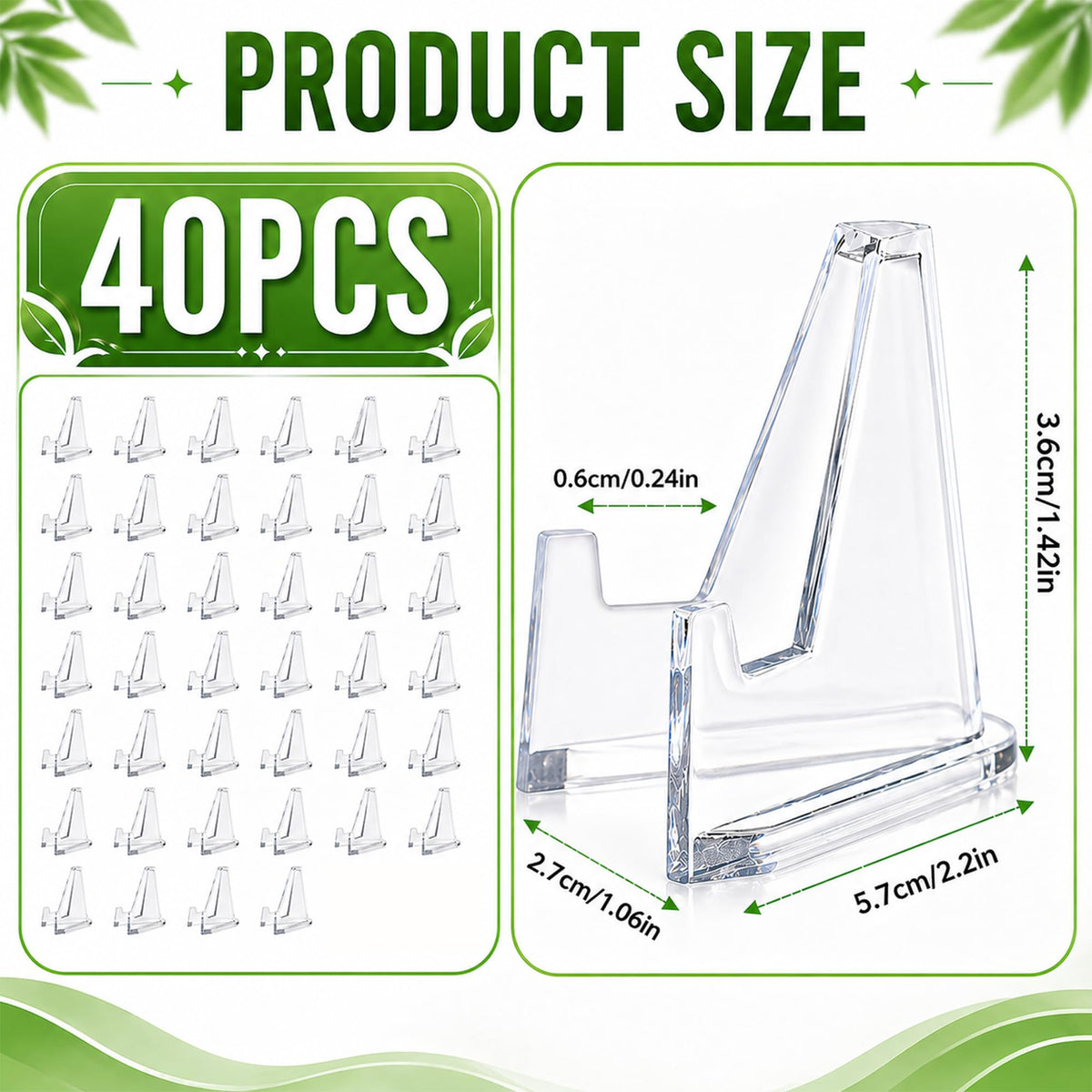 40Pcs Card Display Stand Mini Clear Acrylic Easel Stands Coin Display - image 2