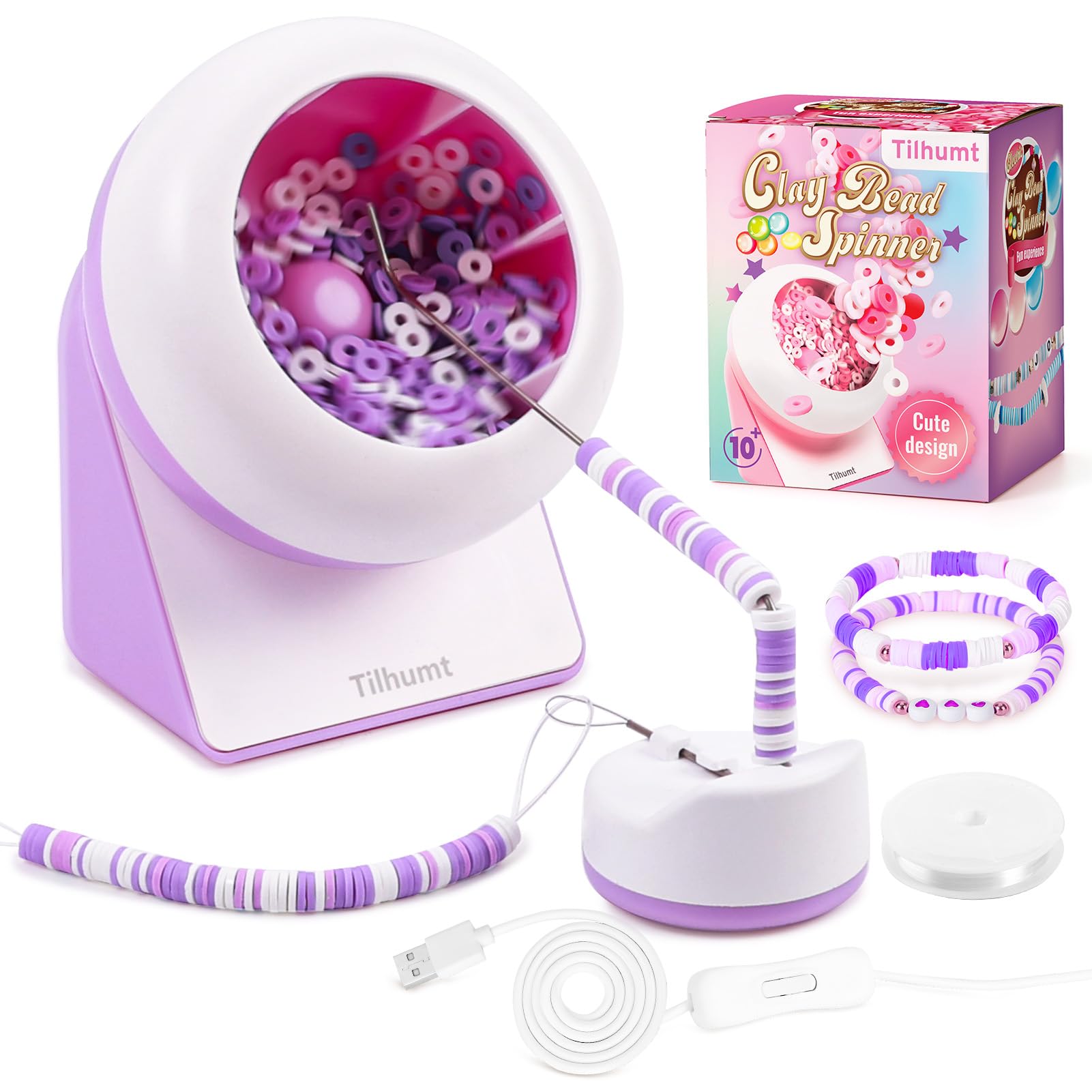 Tilhumt Electric Clay Bead Spinner for Jewelry Making - Purple Bracelet Maker