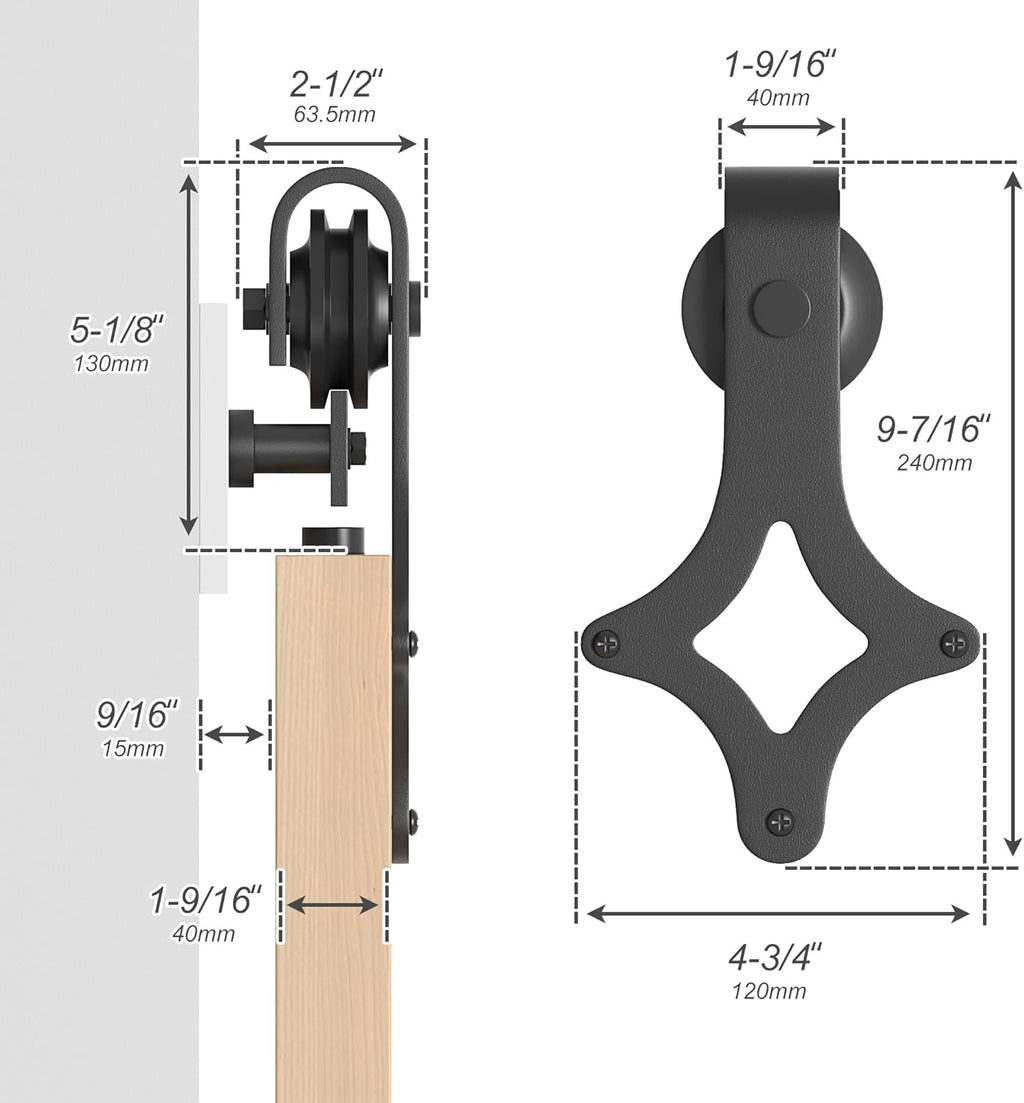SANKEYTEW 7FT Heavy Duty Sliding Barn Door Kit – Rhombic Black Steel