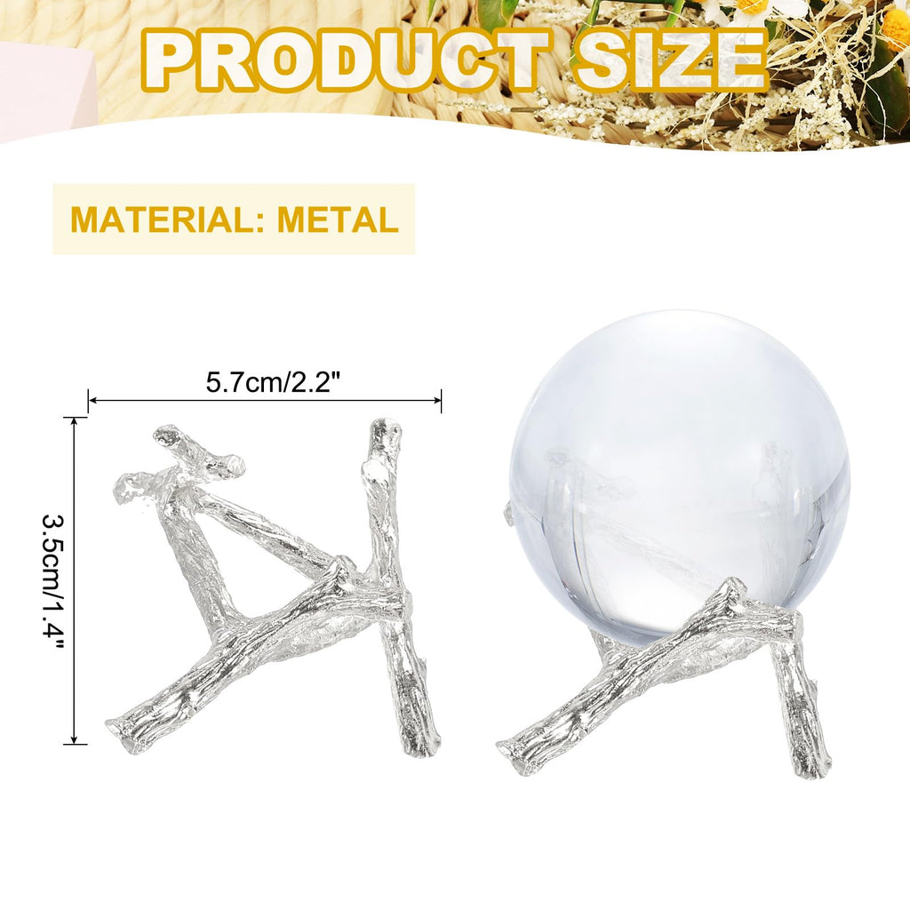 sourcing map Metal Crystal Sphere Holder, 2.2" Dia Ball Display Stand Quartz Ball Orb Holder for Glass Home Decor, Tripod Stand, White - image 2