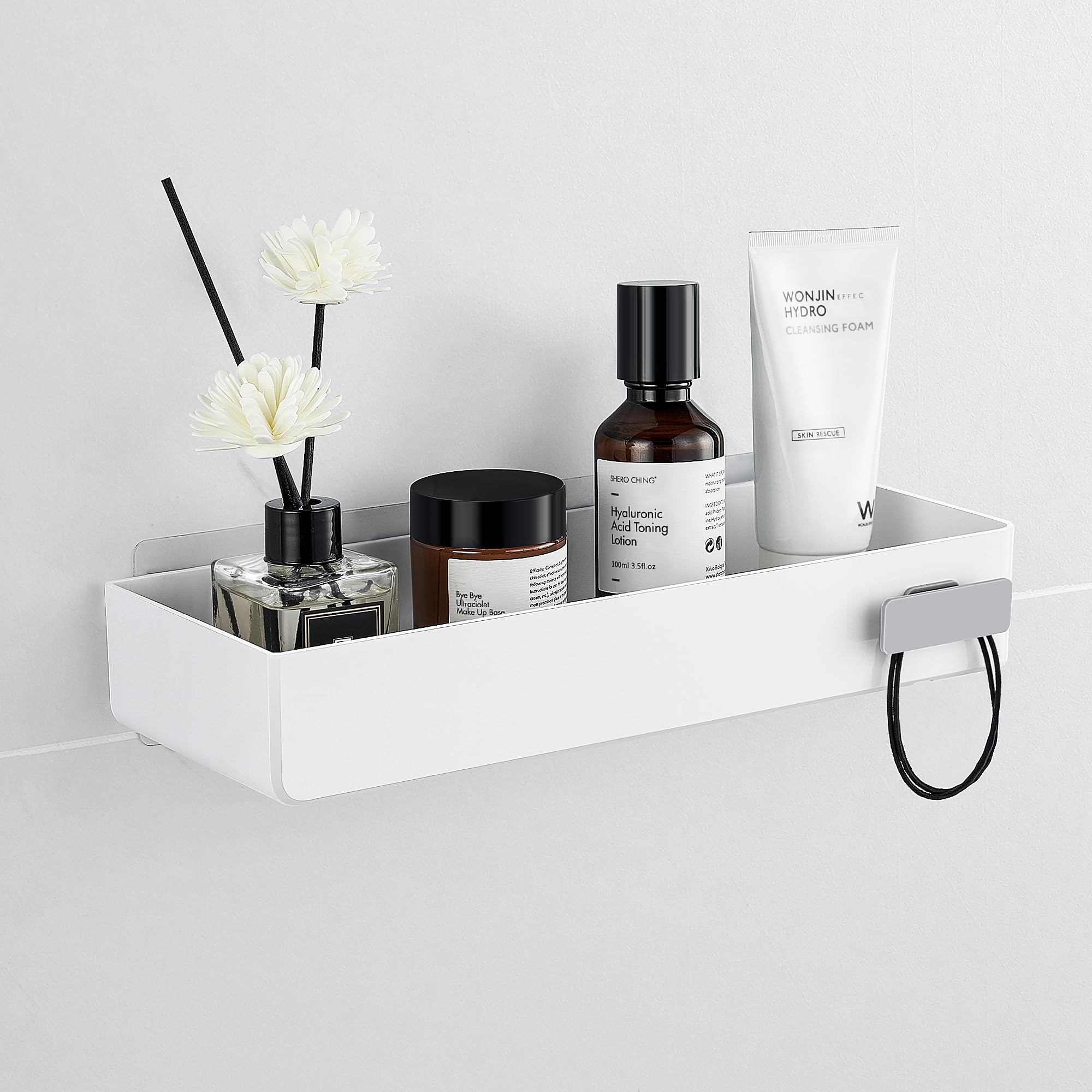 YOHOM Adhesive Shower Caddy – White Wall Mounted Bathroom Organizer