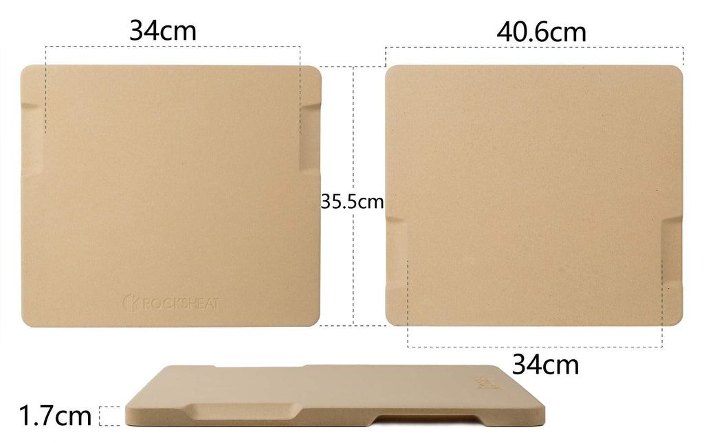 ROCKSHEAT Rectangular Pizza Stone with Handles for Oven and Grill, 1.7cm