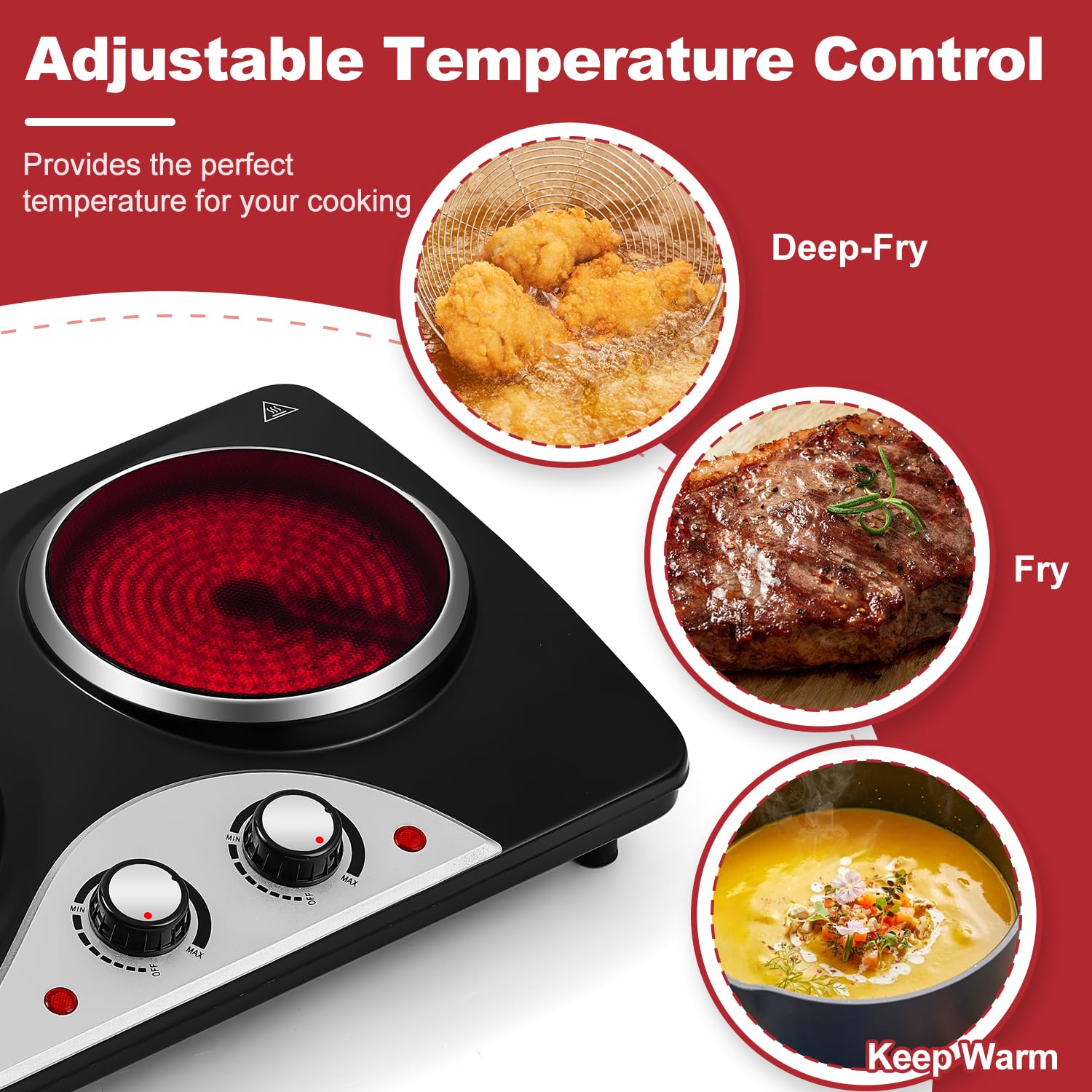 Cusimax 2100W Infrared Double Electric Hob | Portable Hot Plate Burner