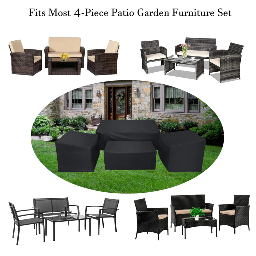 WISCLASS 4-Piece Patio Furniture Covers | Waterproof 420D Heavy Duty Black