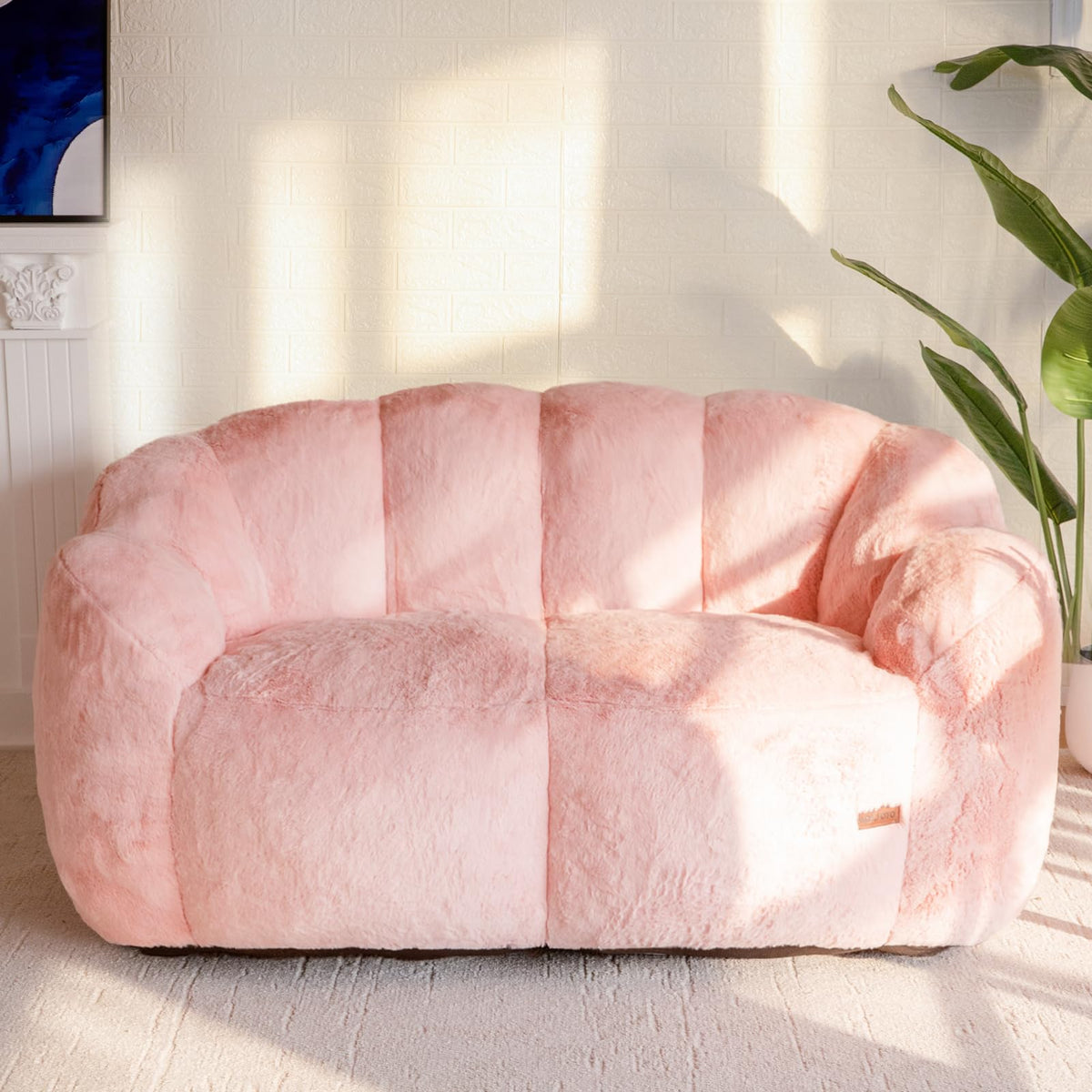 MAXYOYO Floral Shaped Bean Bag Includes Filling, Loveseat Sofa, Faux Fur - image 1