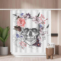 Woutay Skull and Flower Shower Curtain | Mold Resistant Polyester Fabric