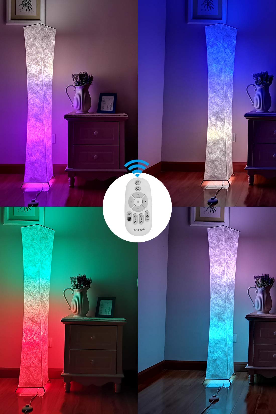 RGB Soft Floor Lamp – Modern Arc Standing Fabric Lamp with Remote
