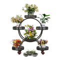 KOLENSA 4-Tier Metal Plant Stand with Wheels | 6-Potted Rolling Flower Rack