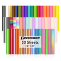 TECKWRAP 50 Pack Permanent Vinyl Bundle | 12"x8" Rainbow Adhesive Sheets