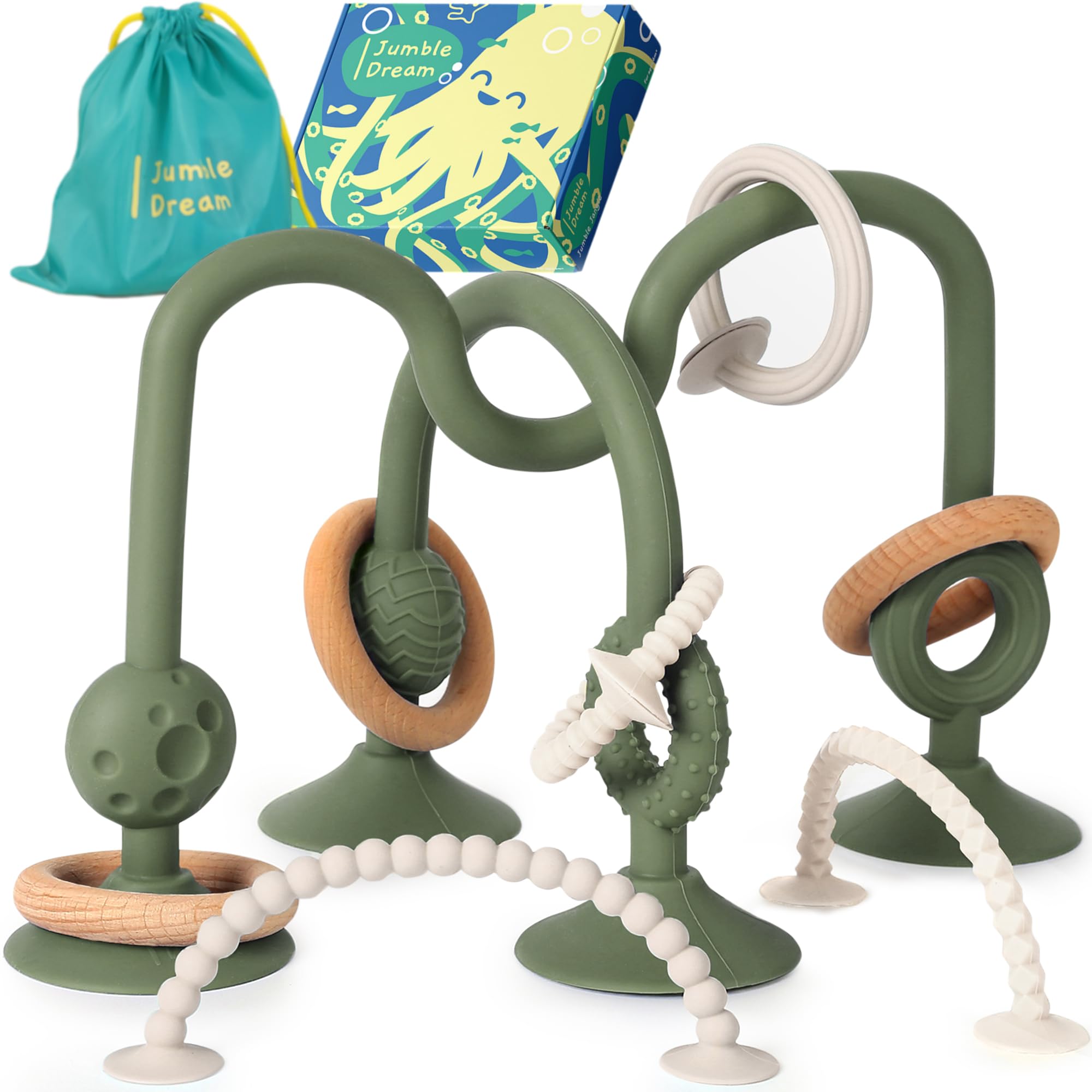 Baby Teething Toy – Suction Sensory High Chair Toy, Green